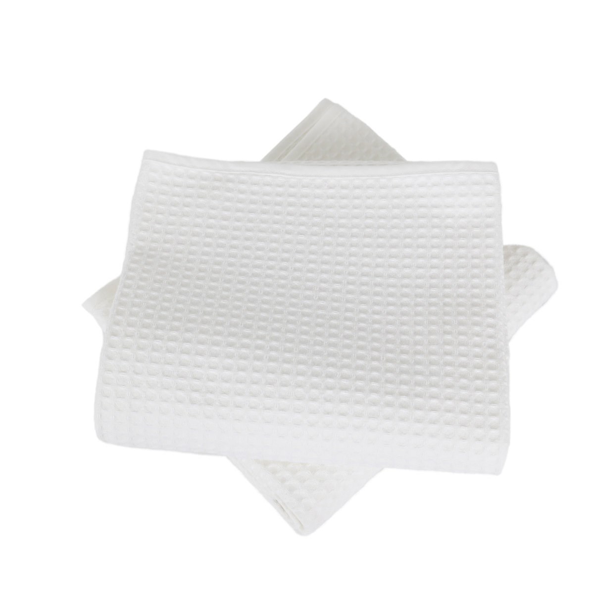 lot de serviettes nid d'abeille en coton blanc 70x140 cm