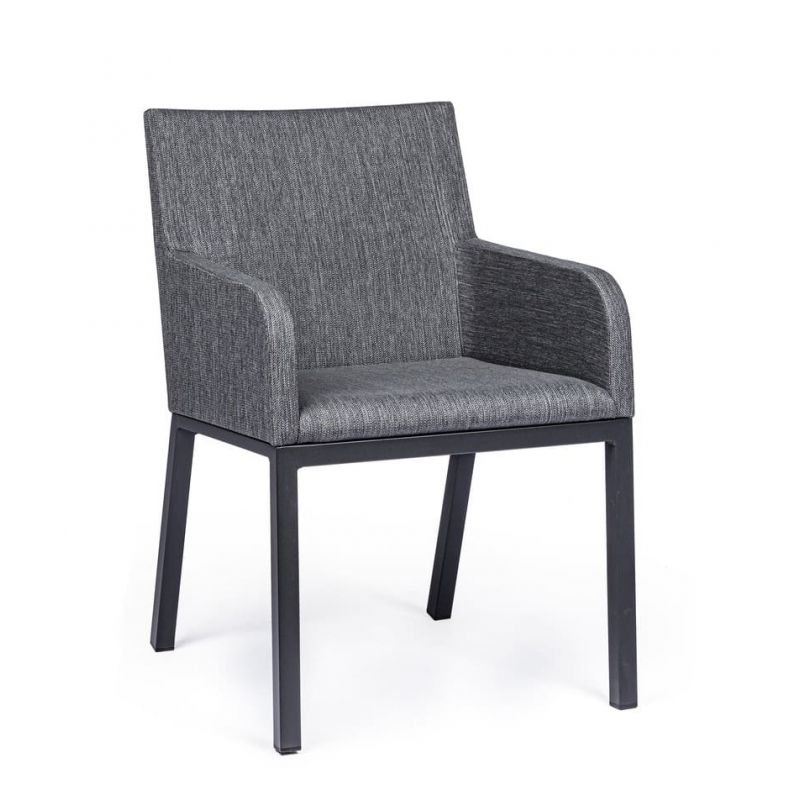 Fauteuil pour salon de jardin en aluminium gris anthracite