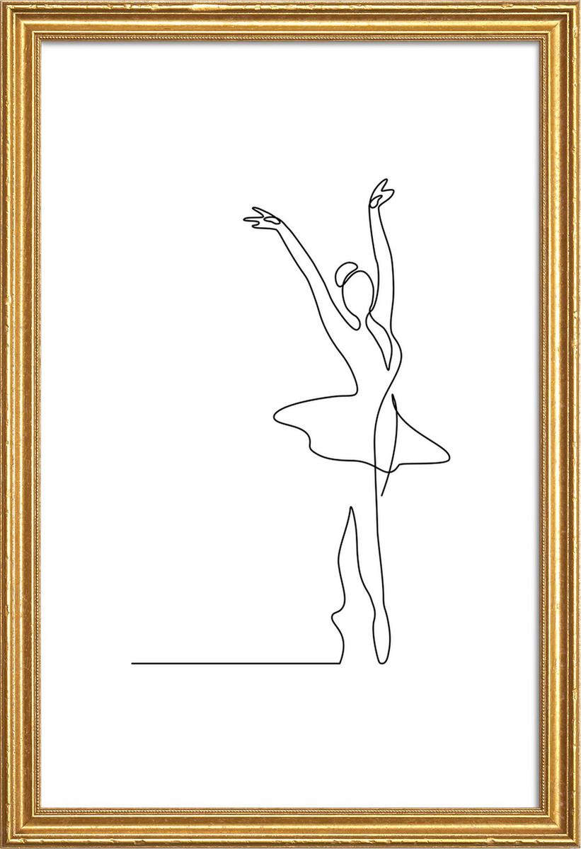 Affiche avec cadre en bois (Doré) en Blanc & Noir/30x45 Affiche avec cadre en bois (Doré) en Blanc & Noir/30x45