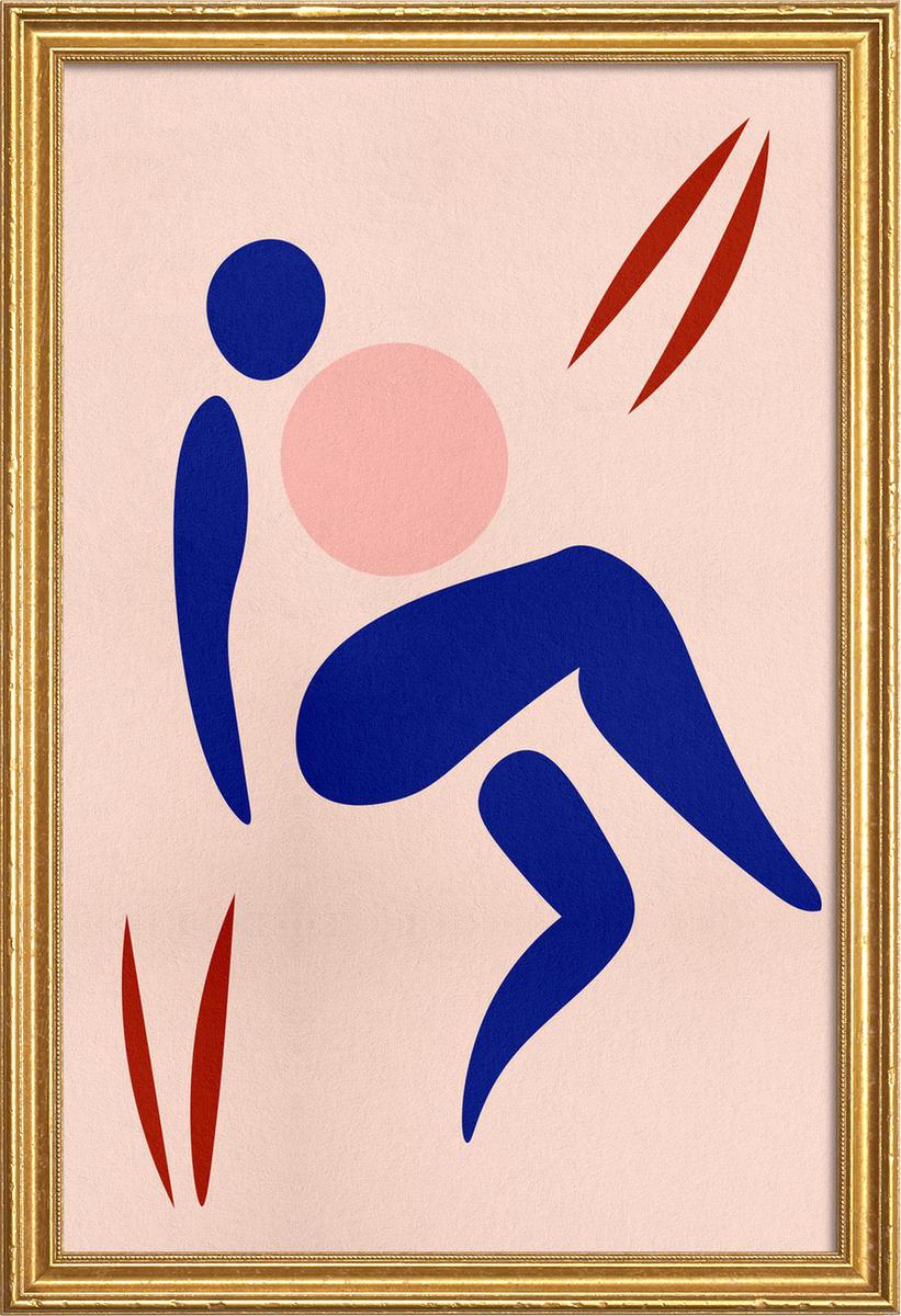 Affiche avec cadre en bois (Doré) en Bleu & Rose/20x30 Affiche avec cadre en bois (Doré) en Bleu & Rose/20x30