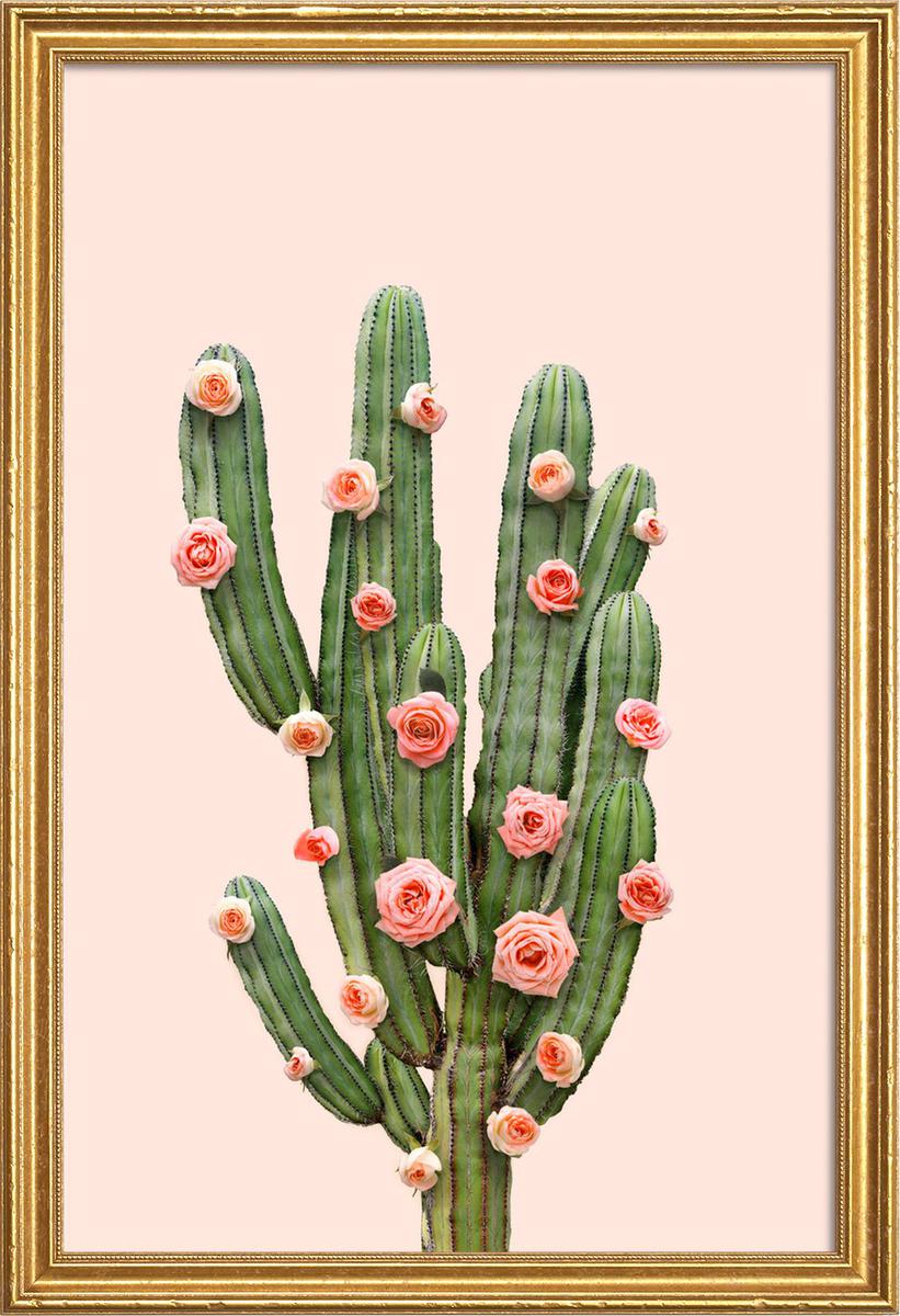 Affiche avec cadre en bois (Doré) en Rose & Vert/30x45 Affiche avec cadre en bois (Doré) en Rose & Vert/30x45