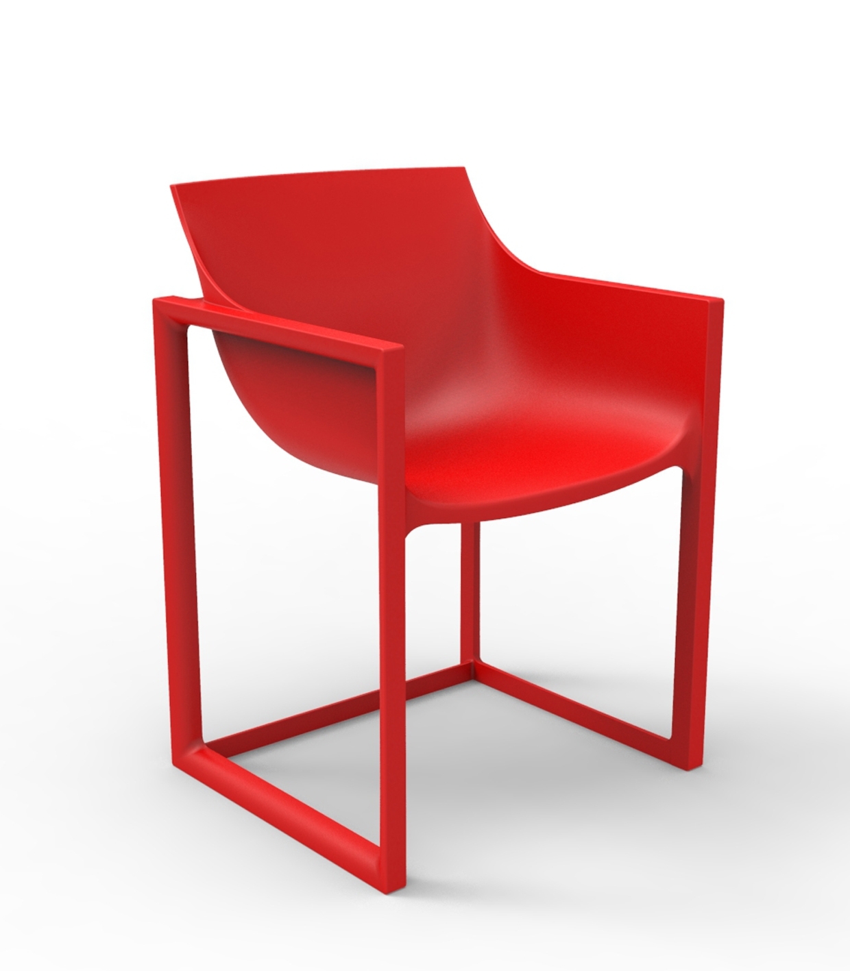 Chaise d'extérieur rouge avec accoudoirs