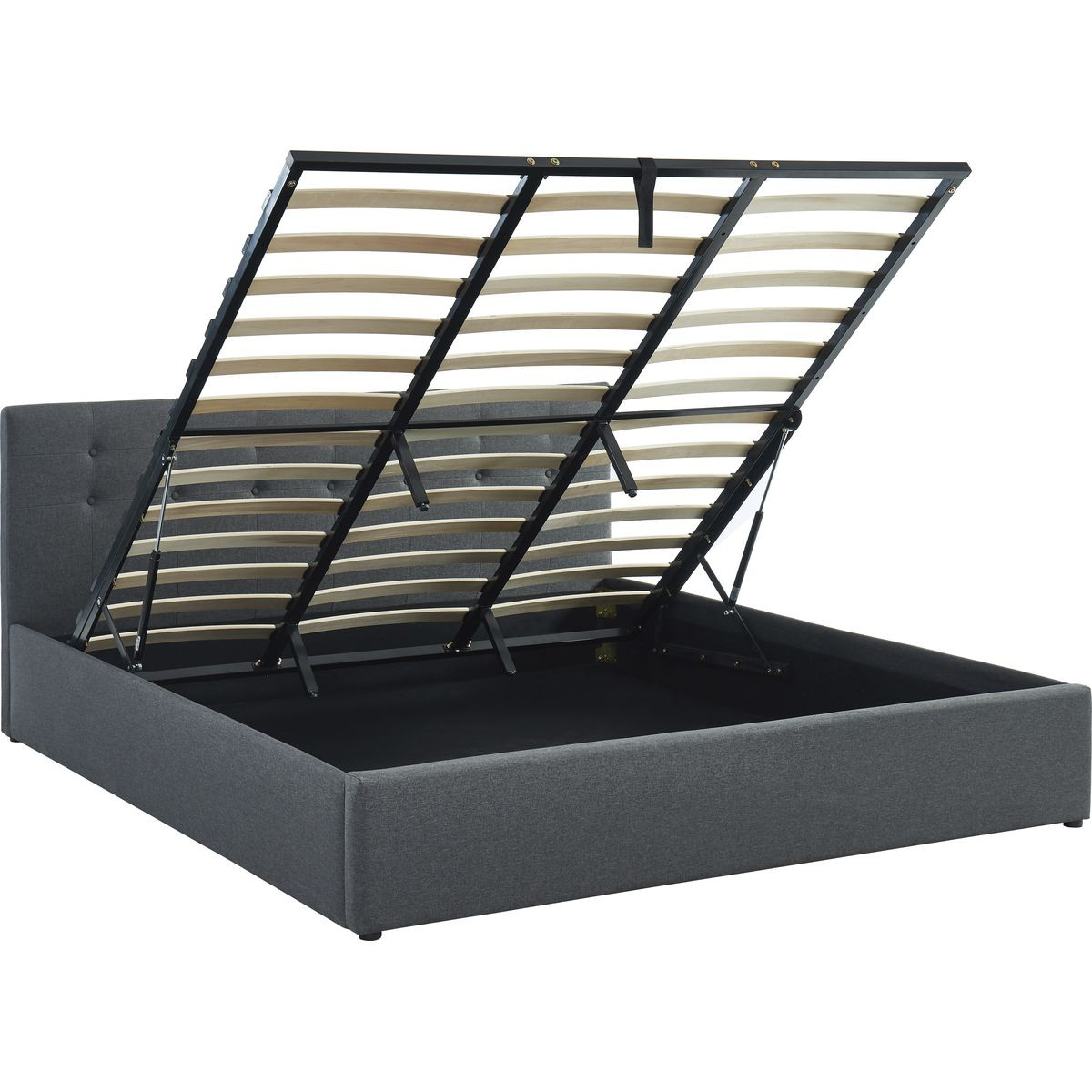 Lit coffre gris anthracite 180x200 avec sommier et tête de lit (photo) Lit coffre gris anthracite 180x200 avec sommier et tête de lit