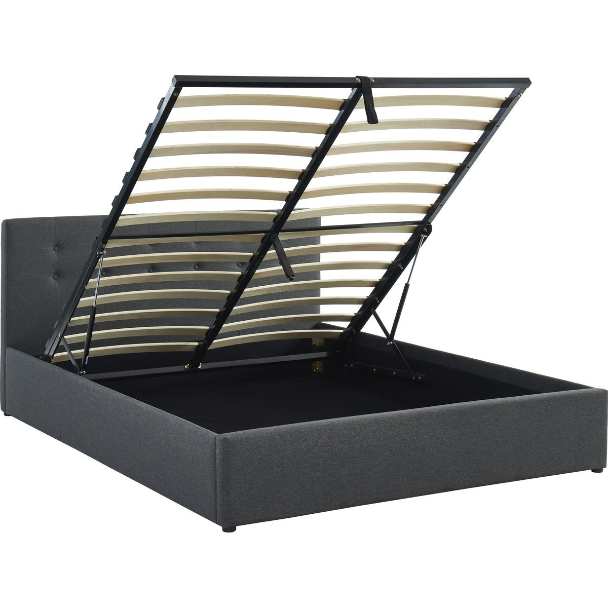 Lit coffre gris anthracite 160x200 avec sommier et tête de lit (photo) Lit coffre gris anthracite 160x200 avec sommier et tête de lit