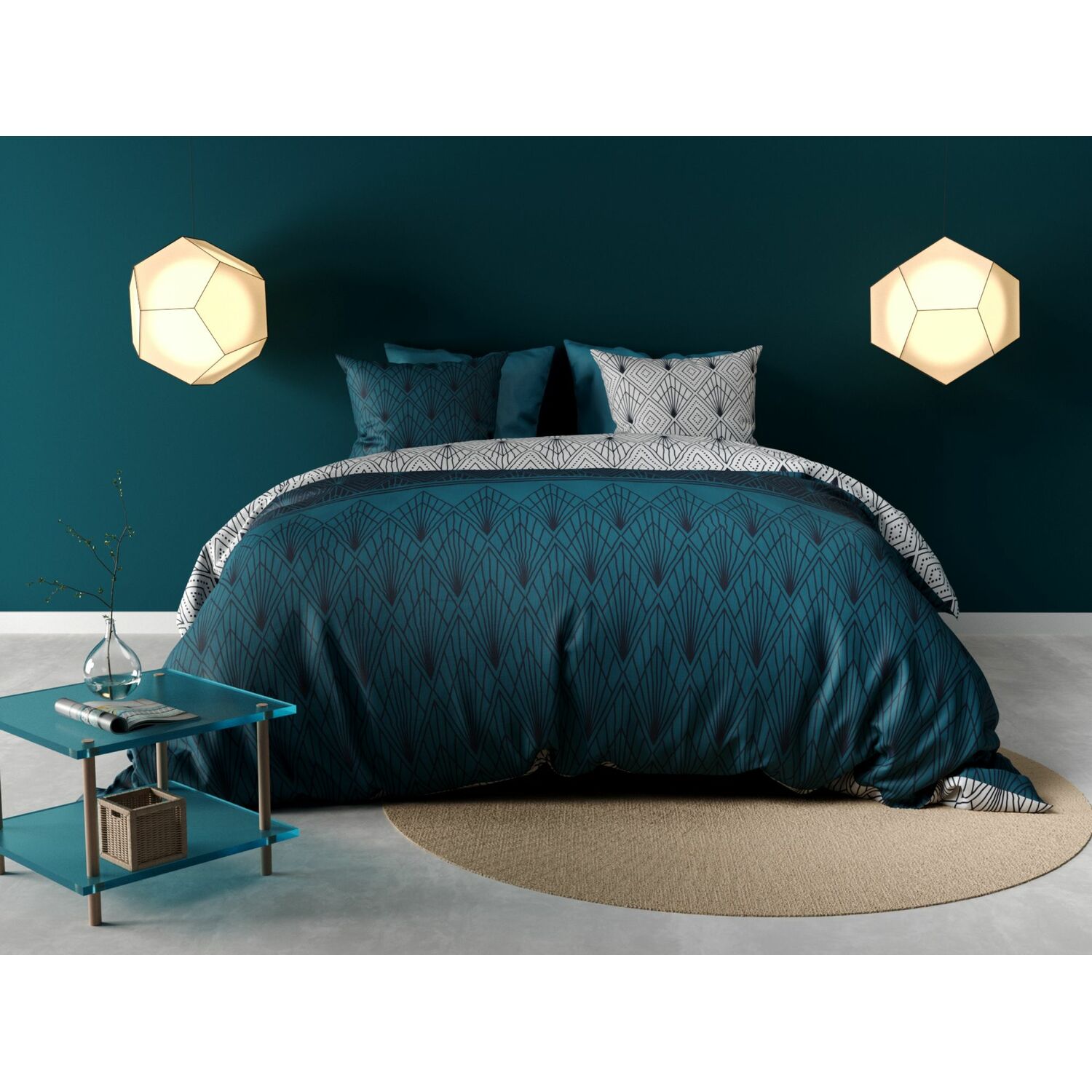Parure de housse de couette coton blanc 140x200 cm