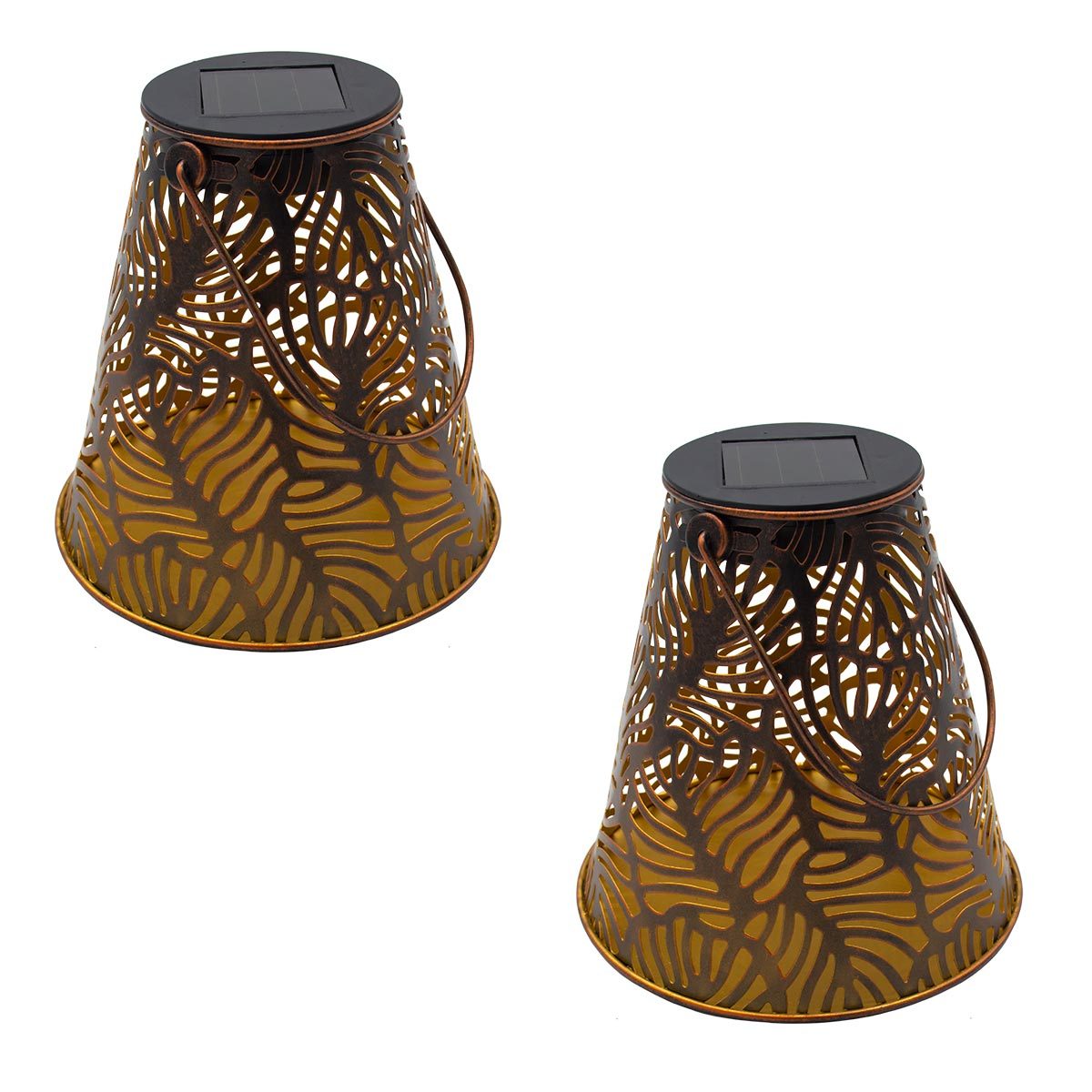 EXOTIC - Lot de 2 lanternes solaires acier noir H30cm