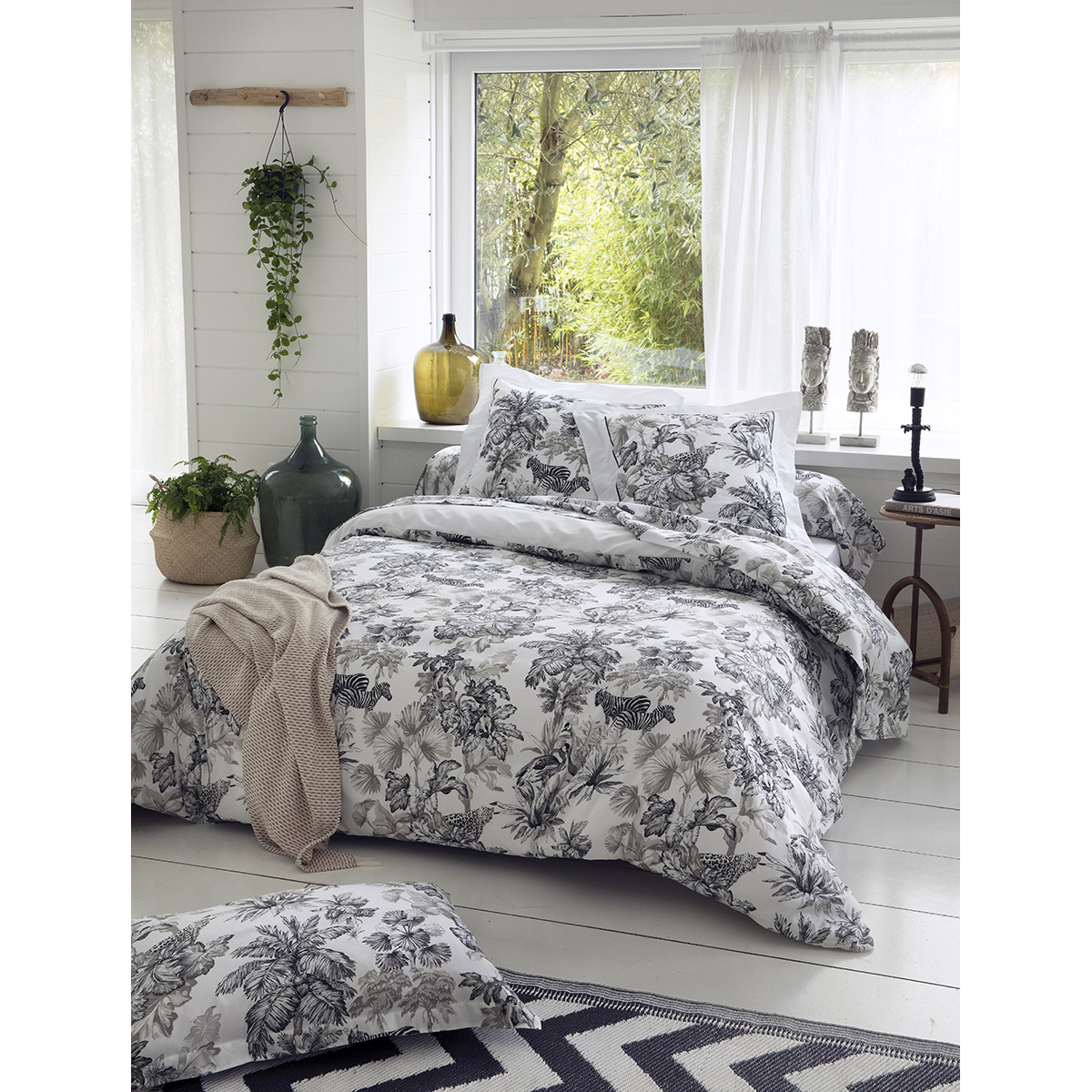 Housse de couette esprit savane coton blanc 200x140 (photo) Housse de couette esprit savane coton blanc 200x140