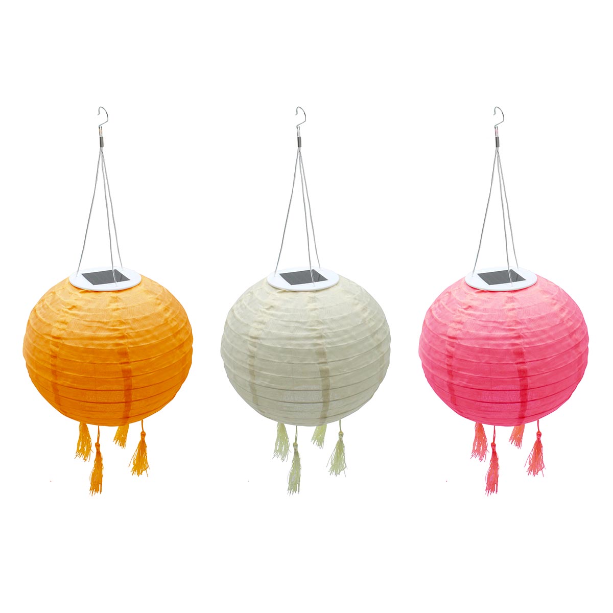 SHANGRI LA - Lot de 3 lampions solaires nylon multicolore D20cm