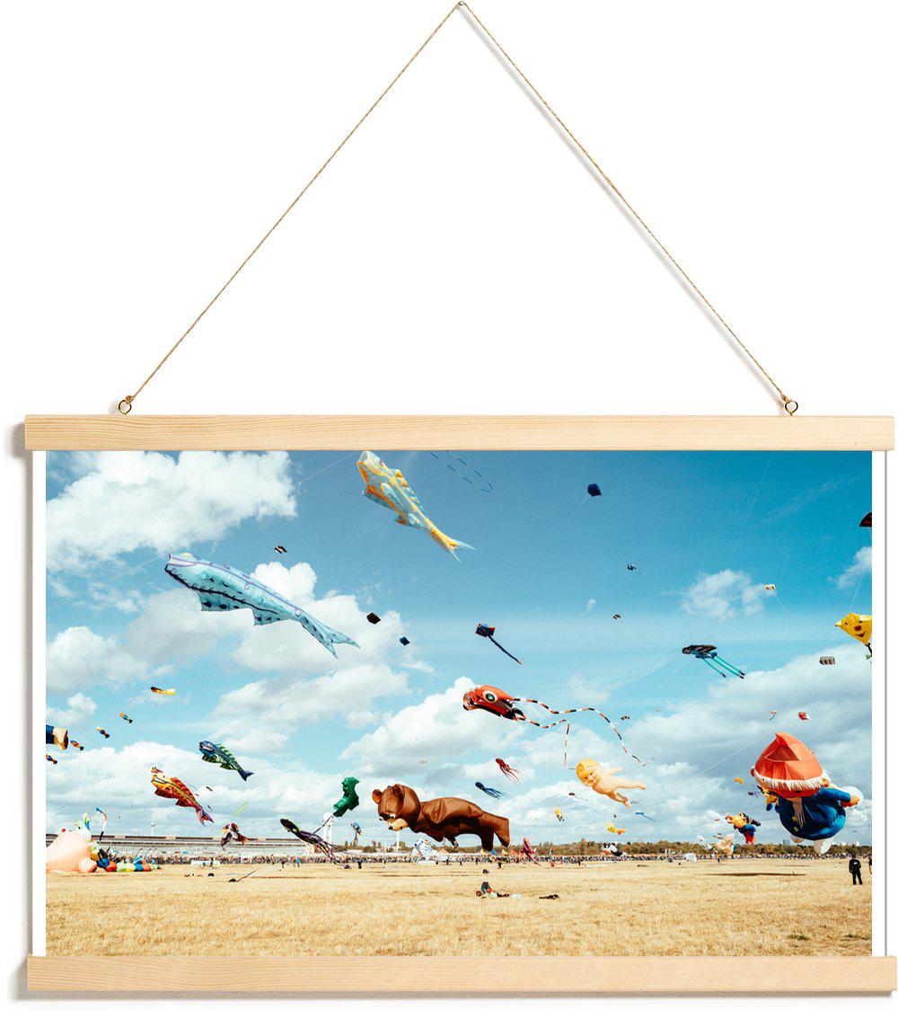 Affiche avec baguettes de suspension en Bleu & Multicolore/20x30 Affiche avec baguettes de suspension en Bleu & Multicolore/20x30