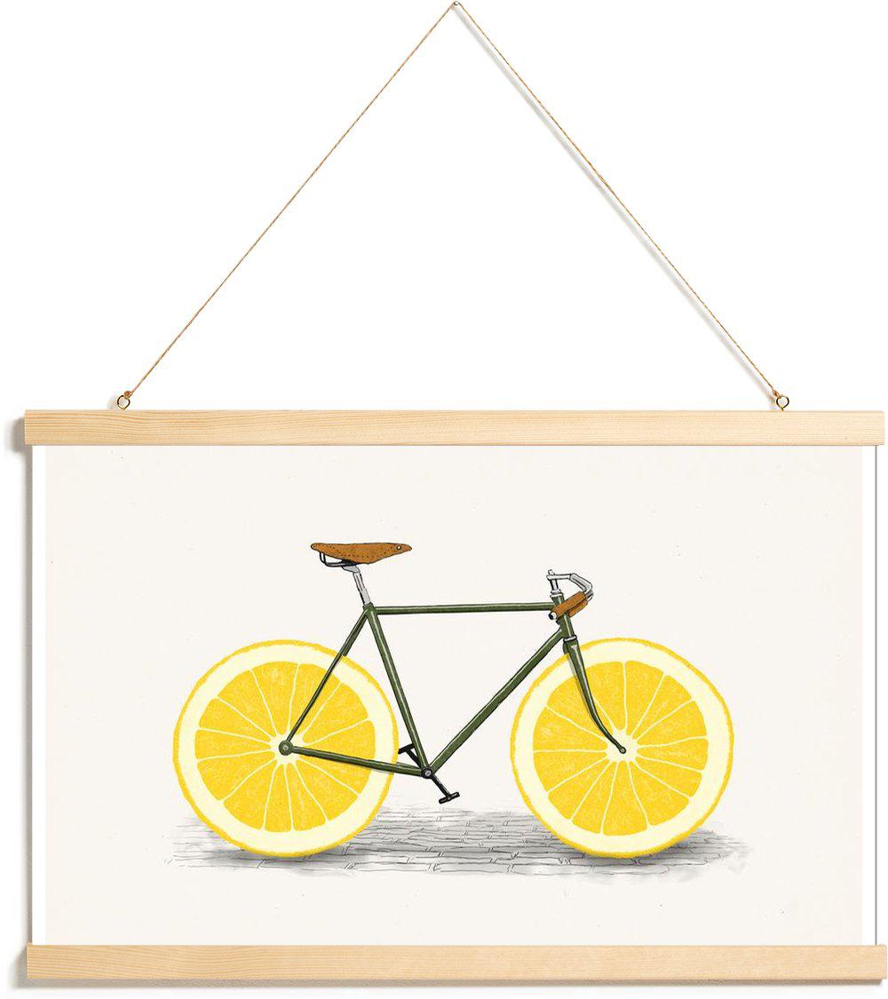 Affiche avec baguettes de suspension en Blanc ivoire & Jaune/40x60 Affiche avec baguettes de suspension en Blanc ivoire & Jaune/40x60