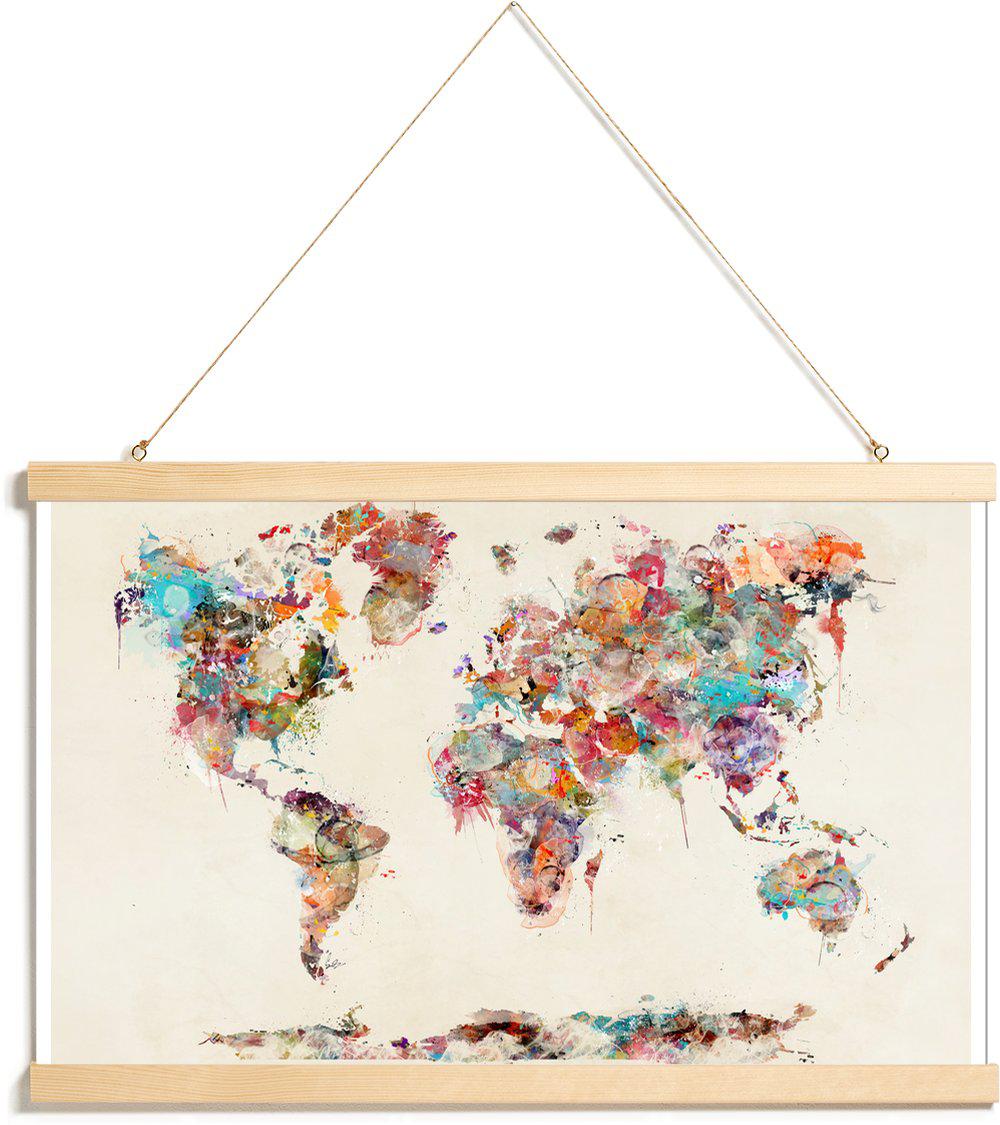 Affiche avec baguettes de suspension en Marron & Multicolore/20x30 Affiche avec baguettes de suspension en Marron & Multicolore/20x30