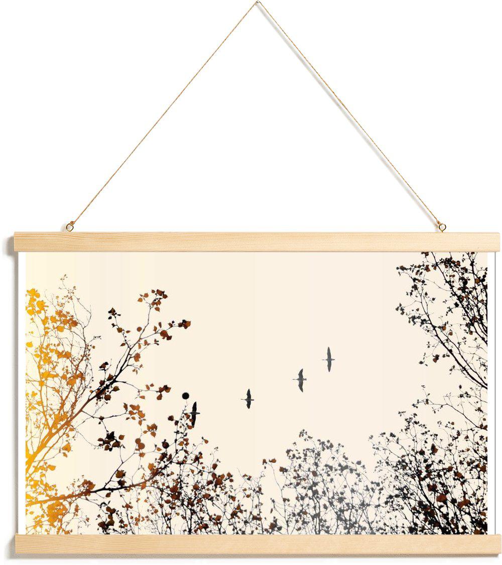 Affiche avec baguettes de suspension en Blanc ivoire & Jaune/20x30 Affiche avec baguettes de suspension en Blanc ivoire & Jaune/20x30