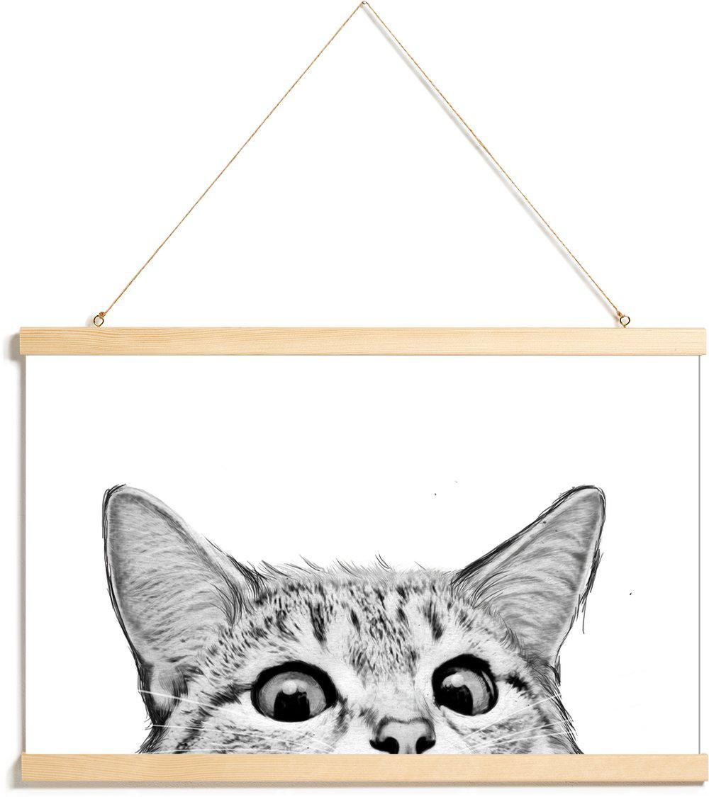 Affiche avec baguettes de suspension en Blanc & Gris/20x30 Affiche avec baguettes de suspension en Blanc & Gris/20x30