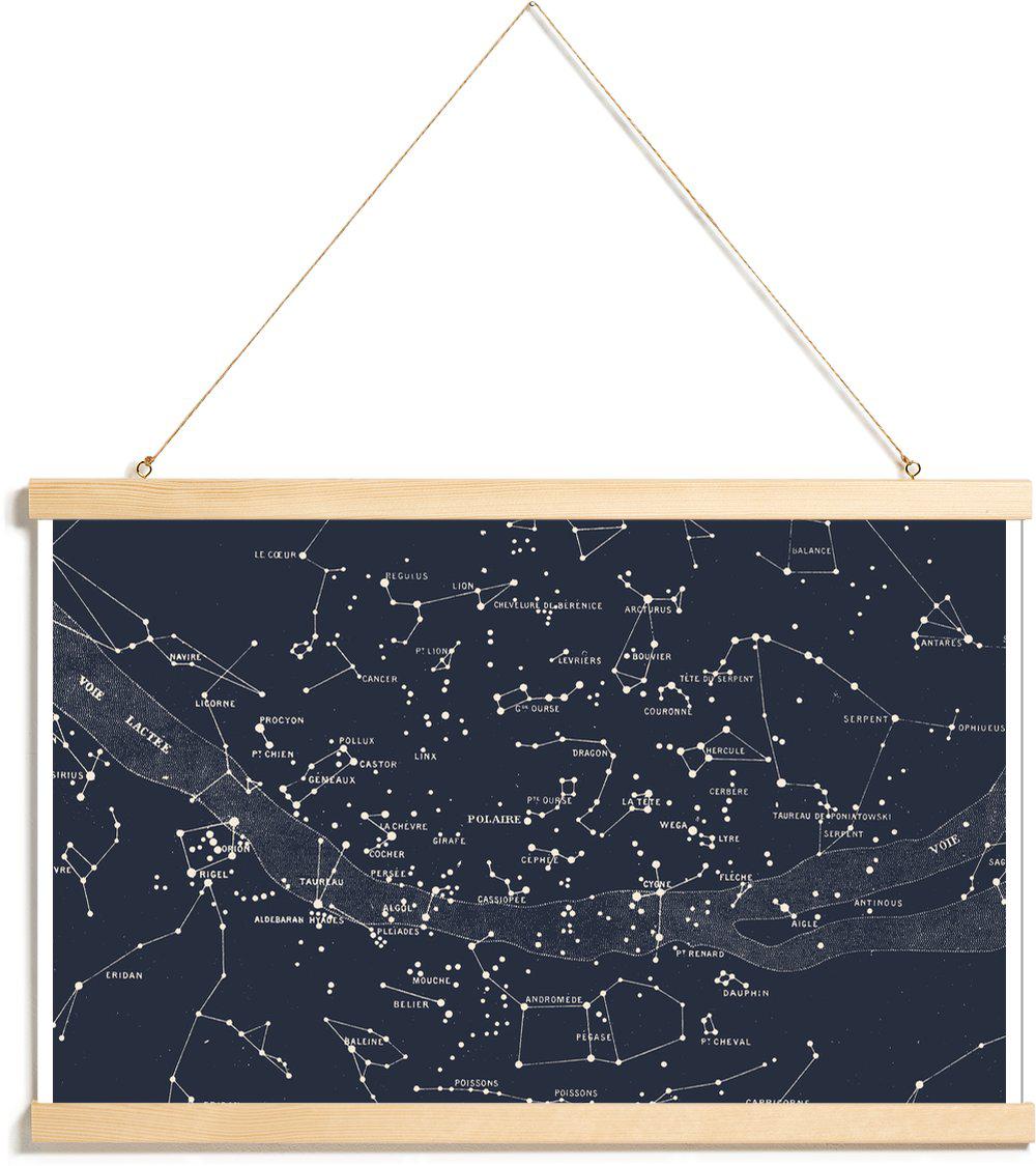 Affiche avec baguettes de suspension en Bleu/20x30 Affiche avec baguettes de suspension en Bleu/20x30
