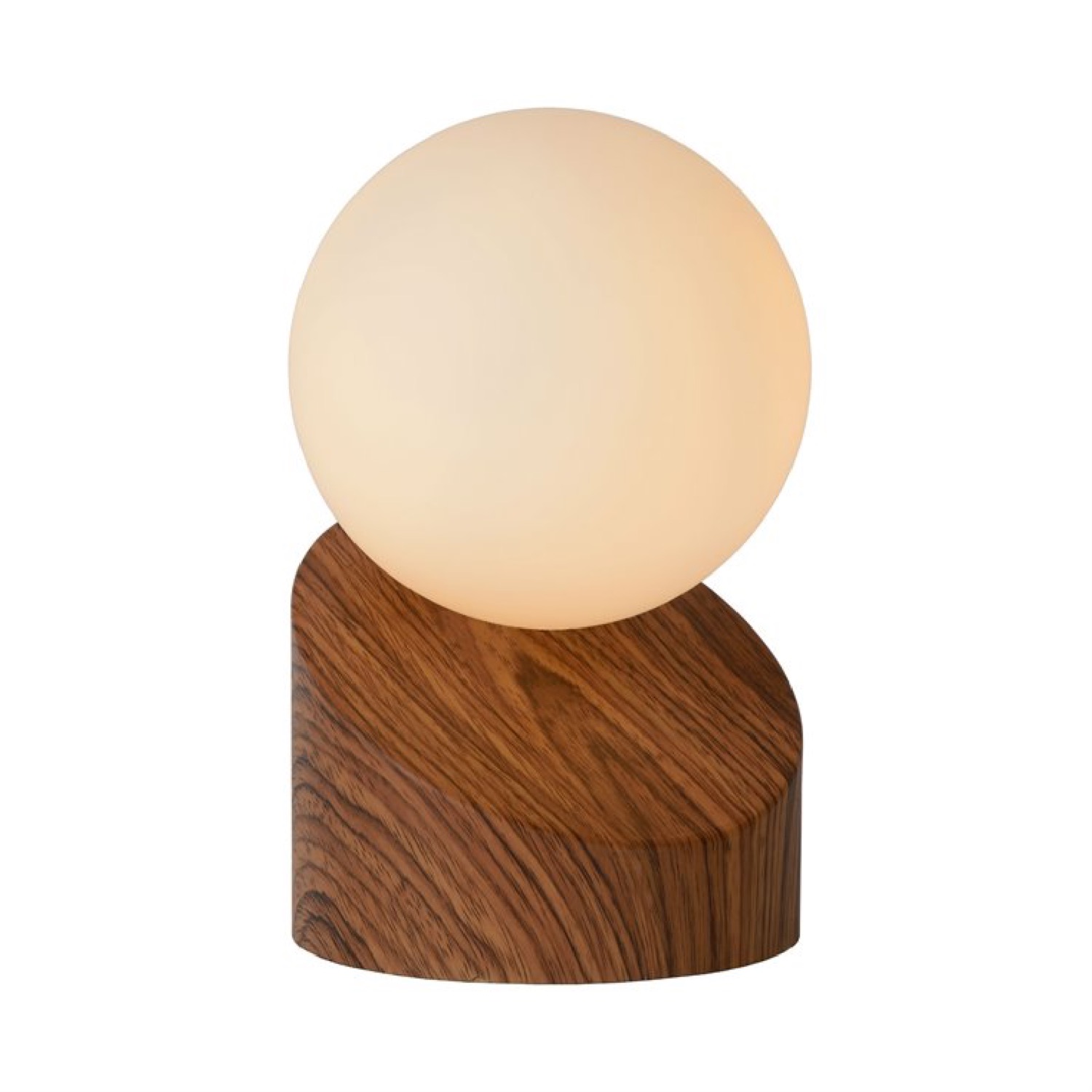 Lampe à poser bois et verre interrupteur tactile D10cm Lampe à poser bois et verre interrupteur tactile D10cm