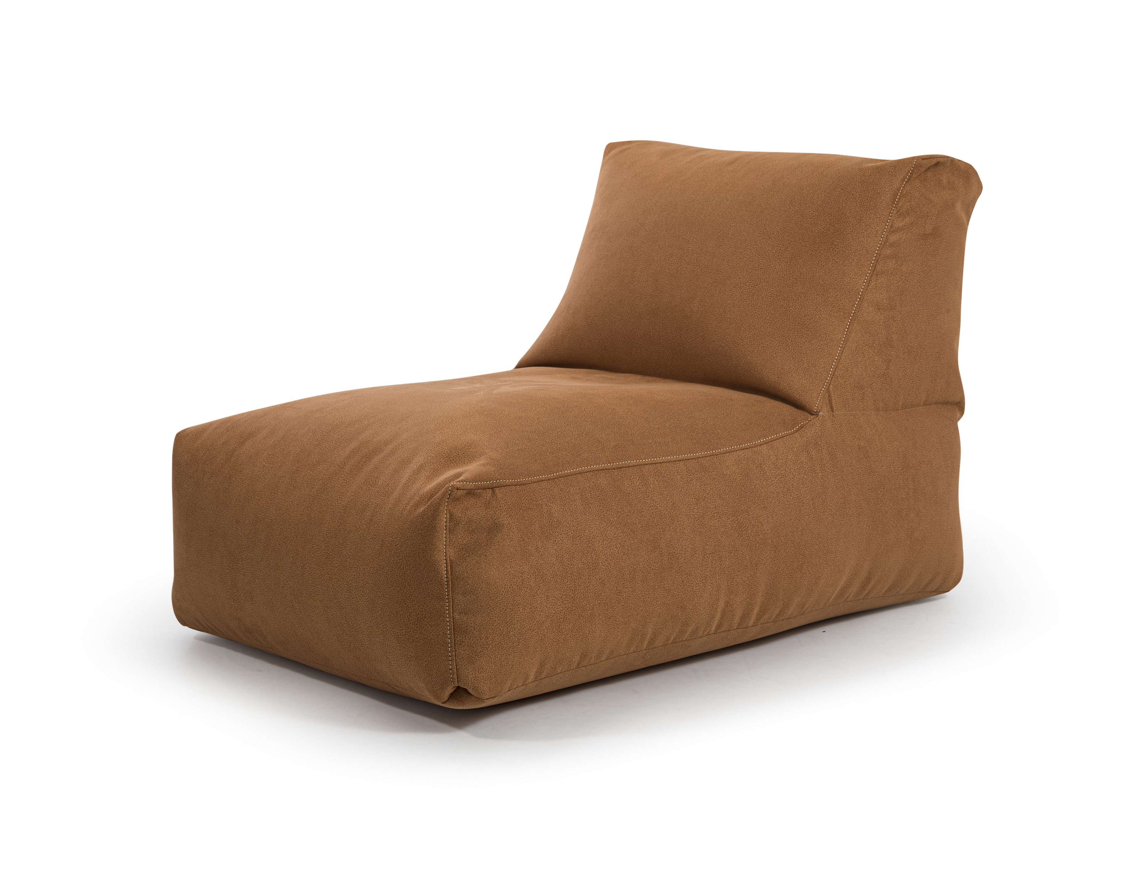Pouf aspect cuir surpiqué col caramel 65x100x65 Pouf aspect cuir surpiqué col caramel 65x100x65