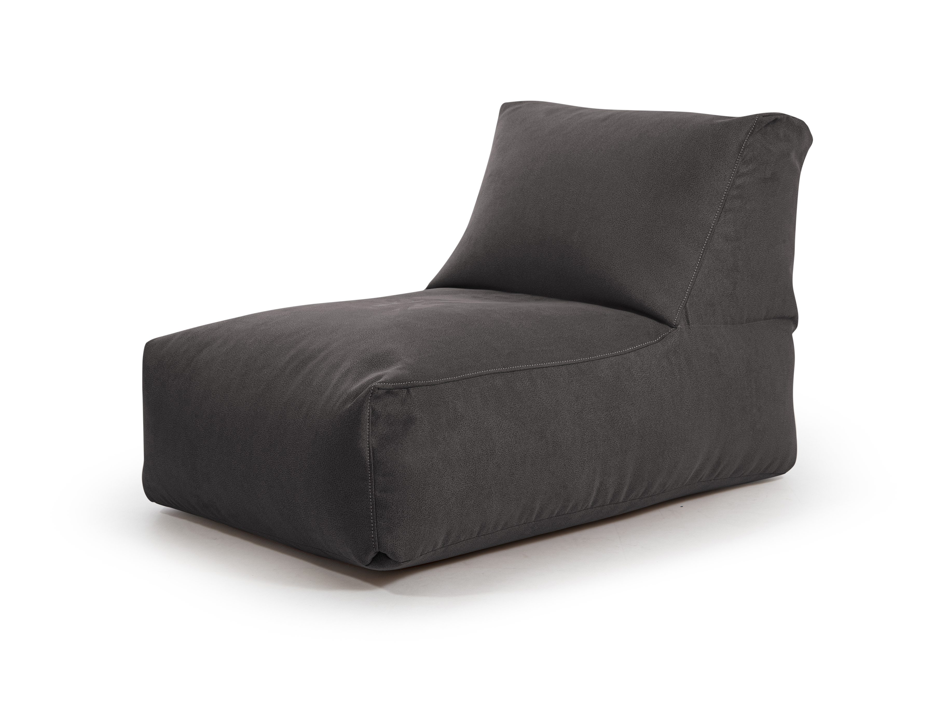 Pouf aspect cuir surpiqué col gris foncé 65x100x65 Pouf aspect cuir surpiqué col gris foncé 65x100x65