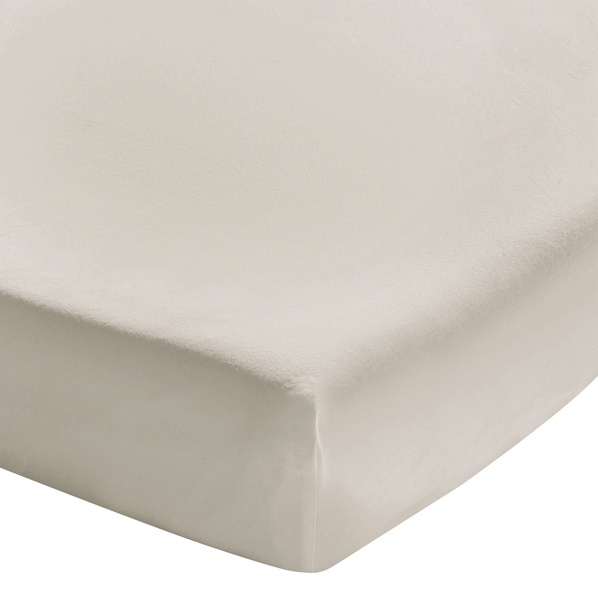 Drap housse uni en coton lavé Biscuit 140x200 (photo) Drap housse uni en coton lavé Biscuit 140x200