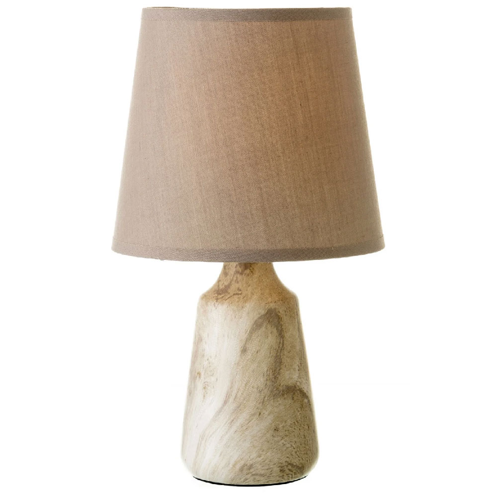 Lampe à poser ronde céramique effet bois 16x16x27,5cm