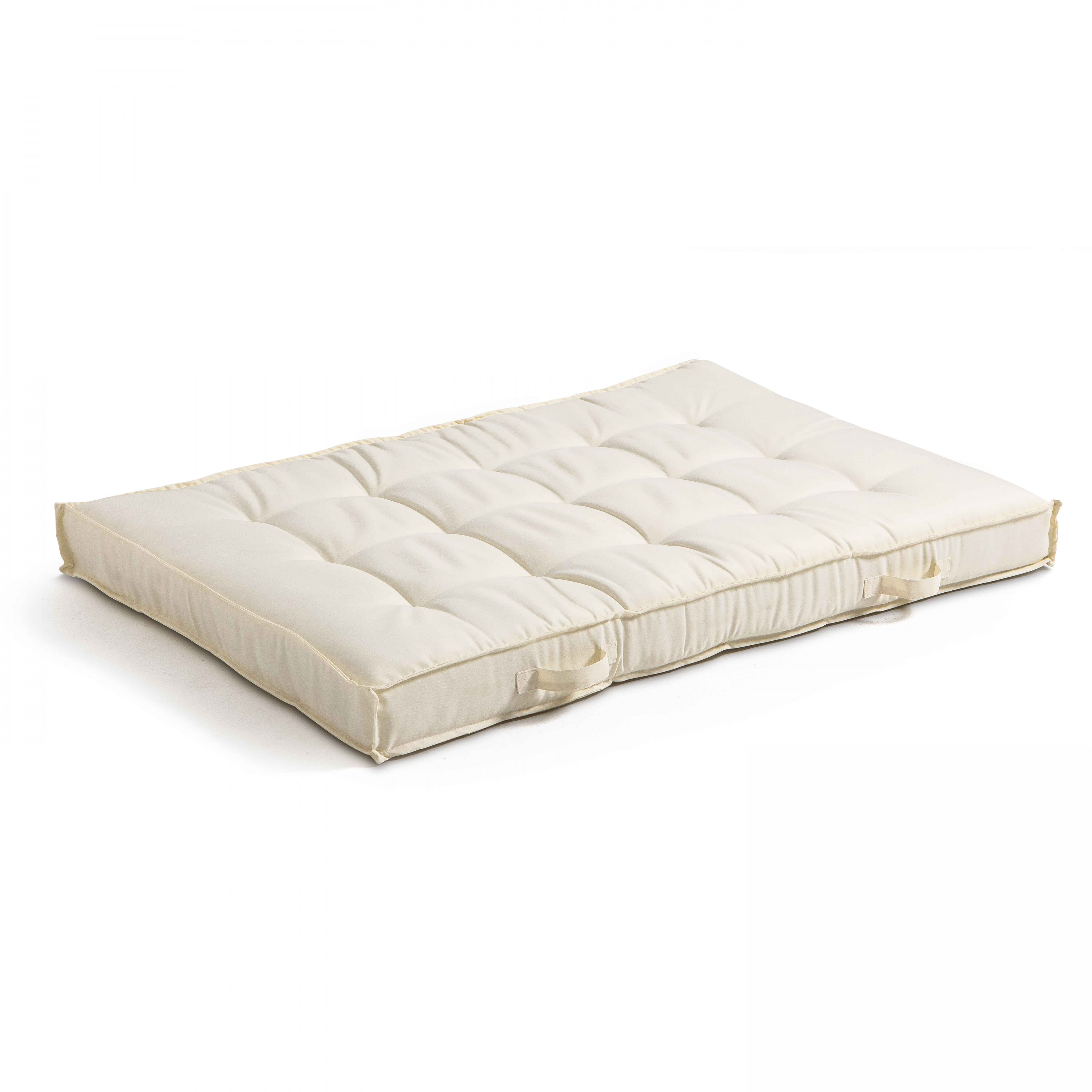 Coussin de sol matelassé en polyester écru 120x80 Coussin de sol matelassé en polyester écru 120x80
