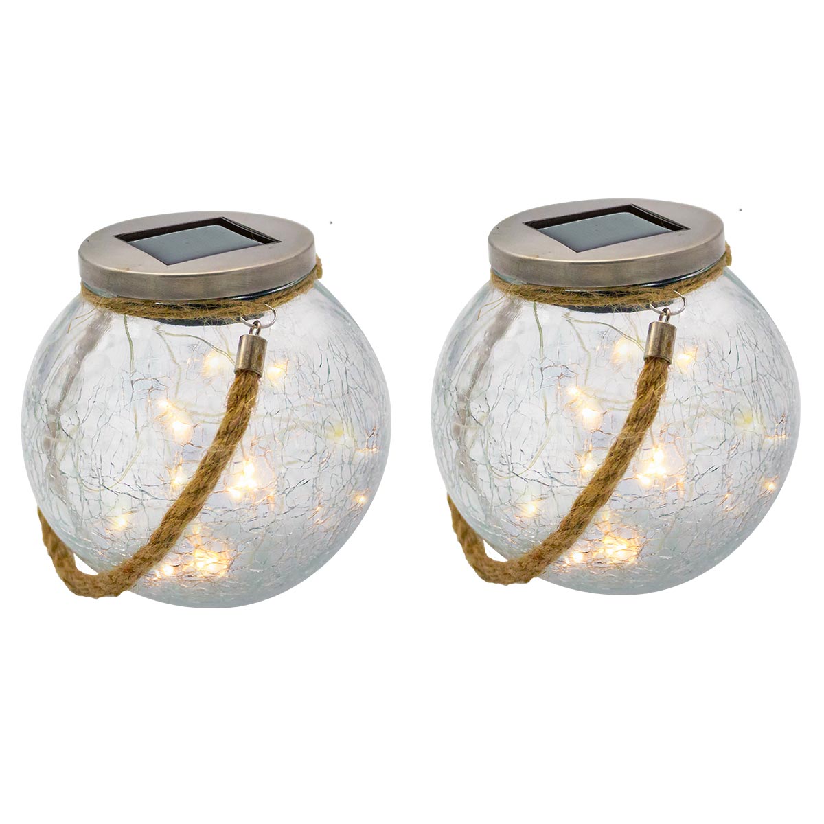 Lot de 2 Boules solaires verre transparent Ø11cm