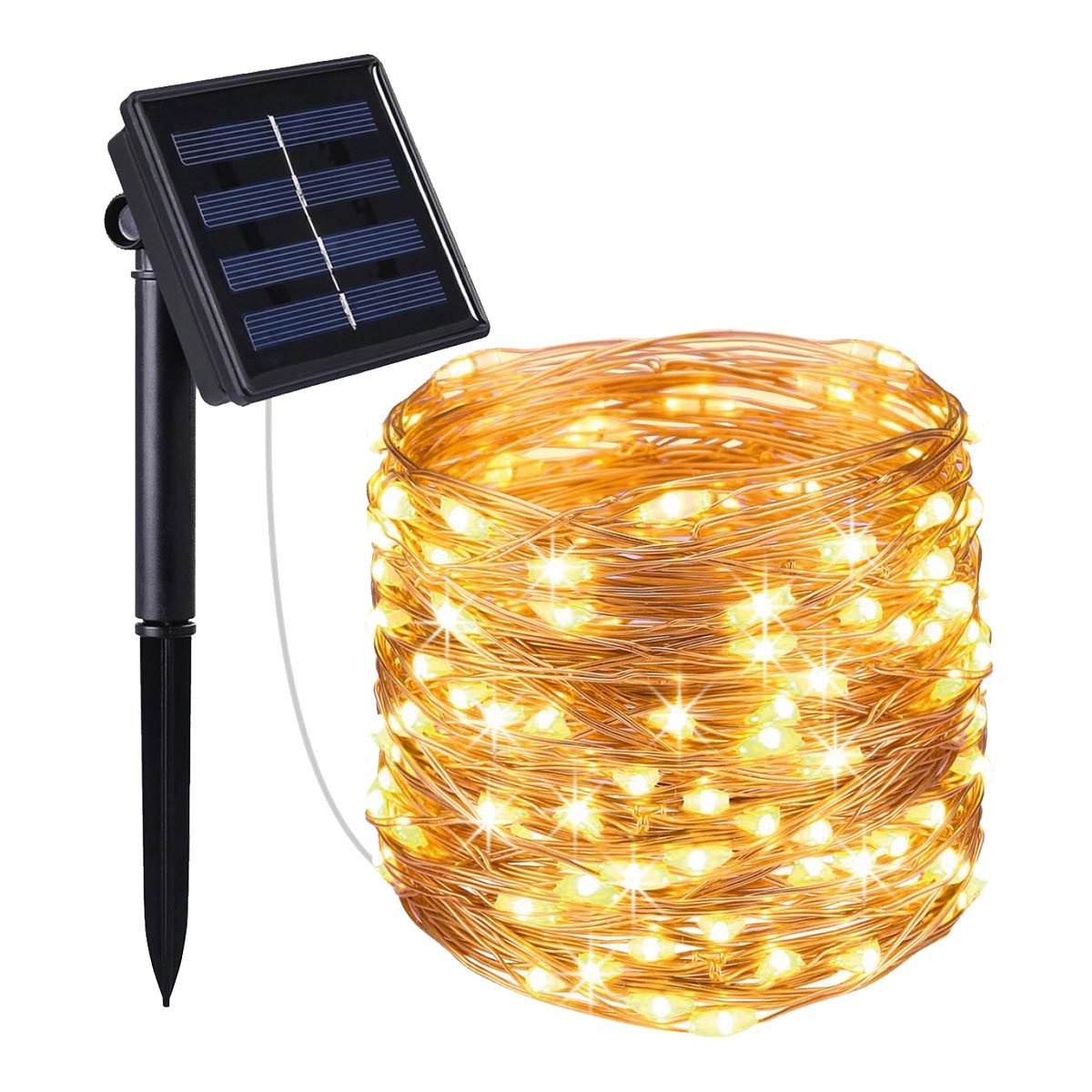 Guirlande solaire 100 leds plastique noir 11.90m