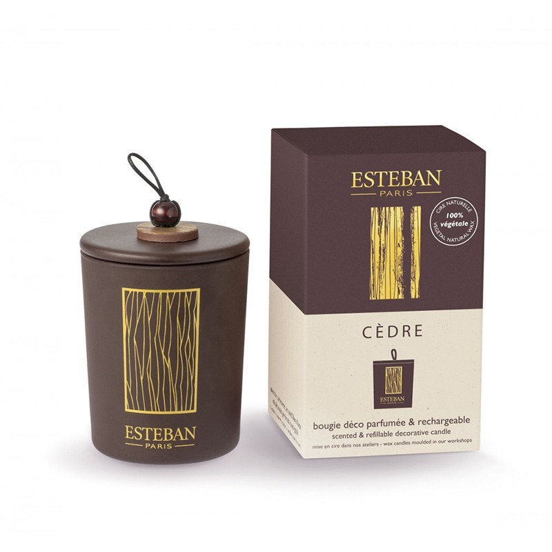 Bougie déco parfumée rechargeable cèdre Bougie déco parfumée rechargeable cèdre