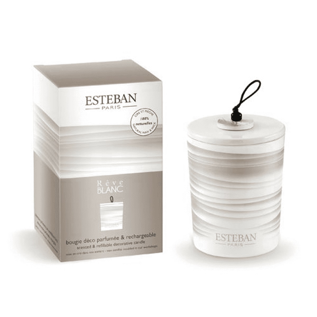 Bougie déco parfumée rechargeable rêve blanc Bougie déco parfumée rechargeable rêve blanc