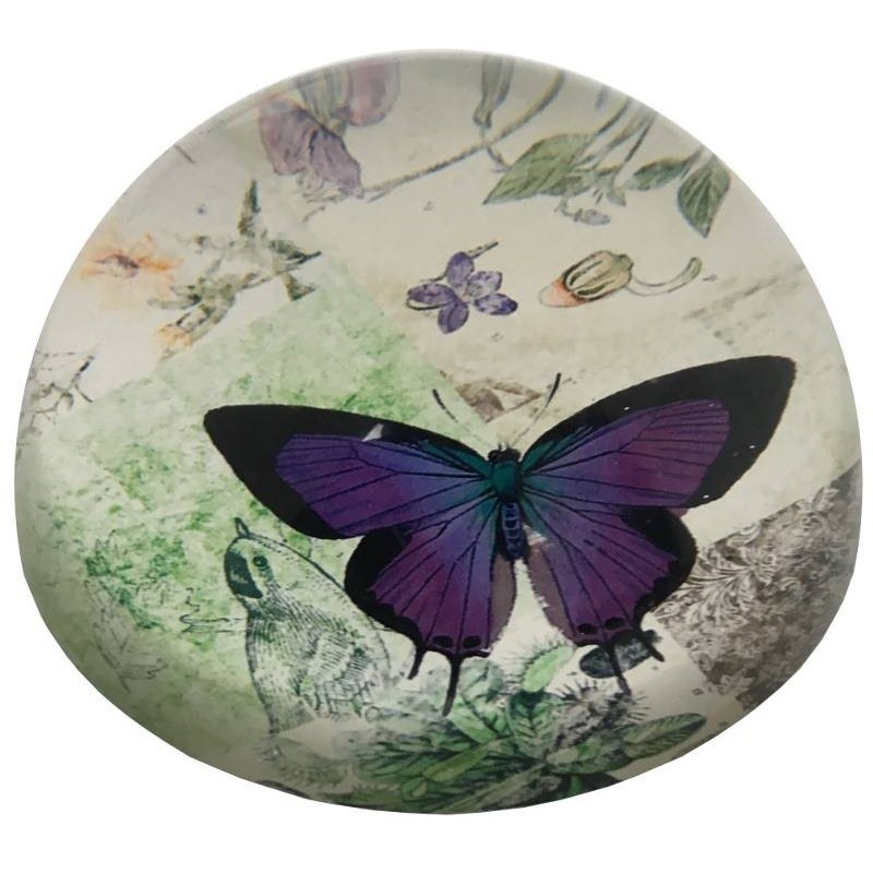 Presse-papier papillon bombé en verre D9.50 Presse-papier papillon bombé en verre D9.50