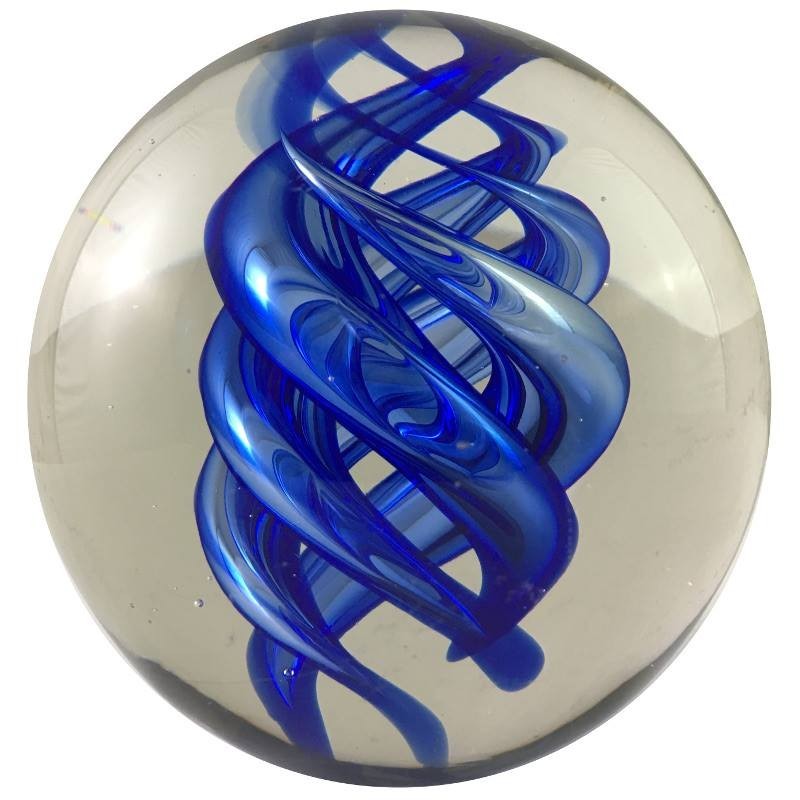 Presse-papier boule en verre bleu D10 Presse-papier boule en verre bleu D10