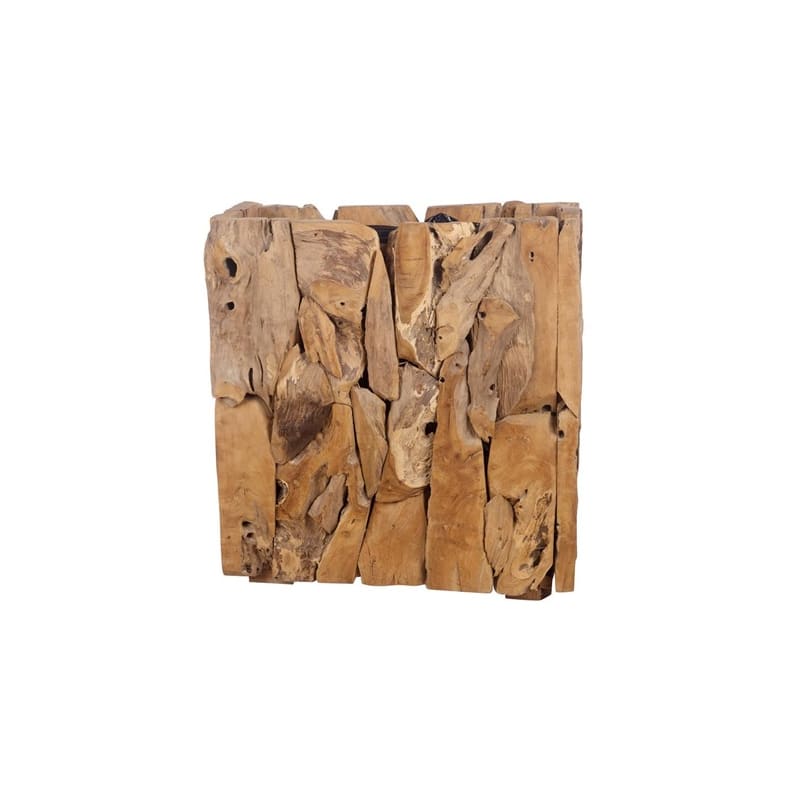 Pot haut en teck rectangulaire H80 cm