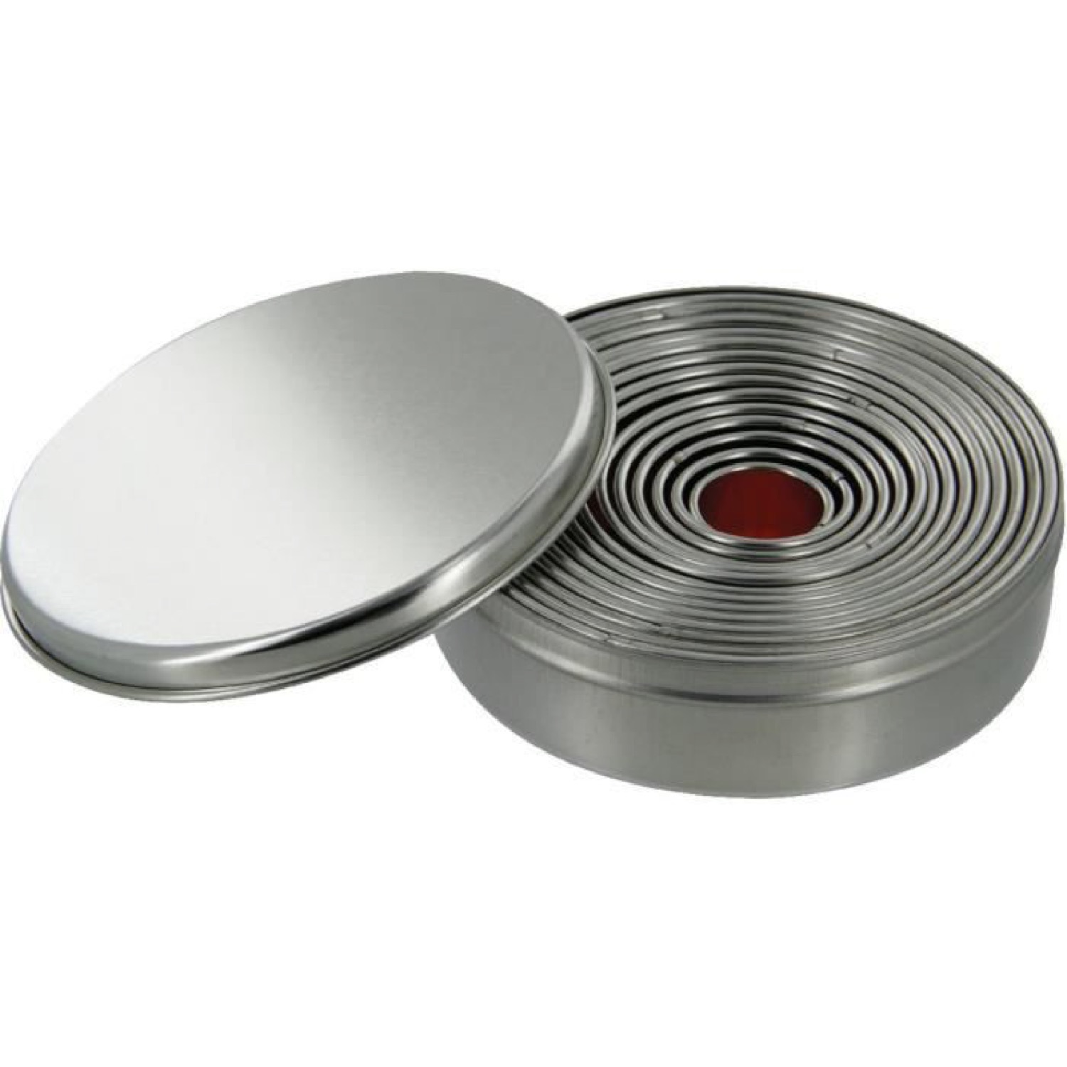 Boite de 11 emporte-pièces ronds en inox (photo) Boite de 11 emporte-pièces ronds en inox