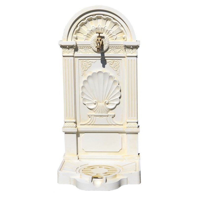 Fontaine de Jardin en Fonte d'Aluminium Blanc Beige 83x40 (photo) Fontaine de Jardin en Fonte d'Aluminium Blanc Beige 83x40