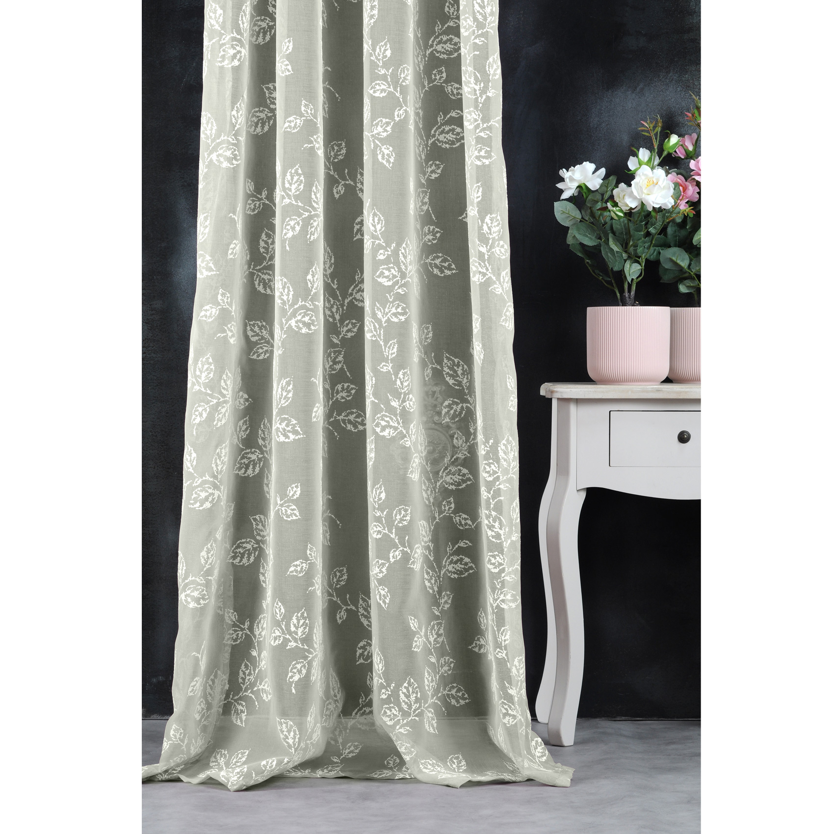 Voilage tamisant imprimé brome polyester vert 260x140 Voilage tamisant imprimé brome polyester vert 260x140