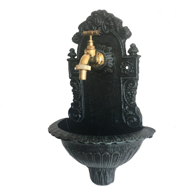 Fontaine murale style ancien gris robinet en laiton