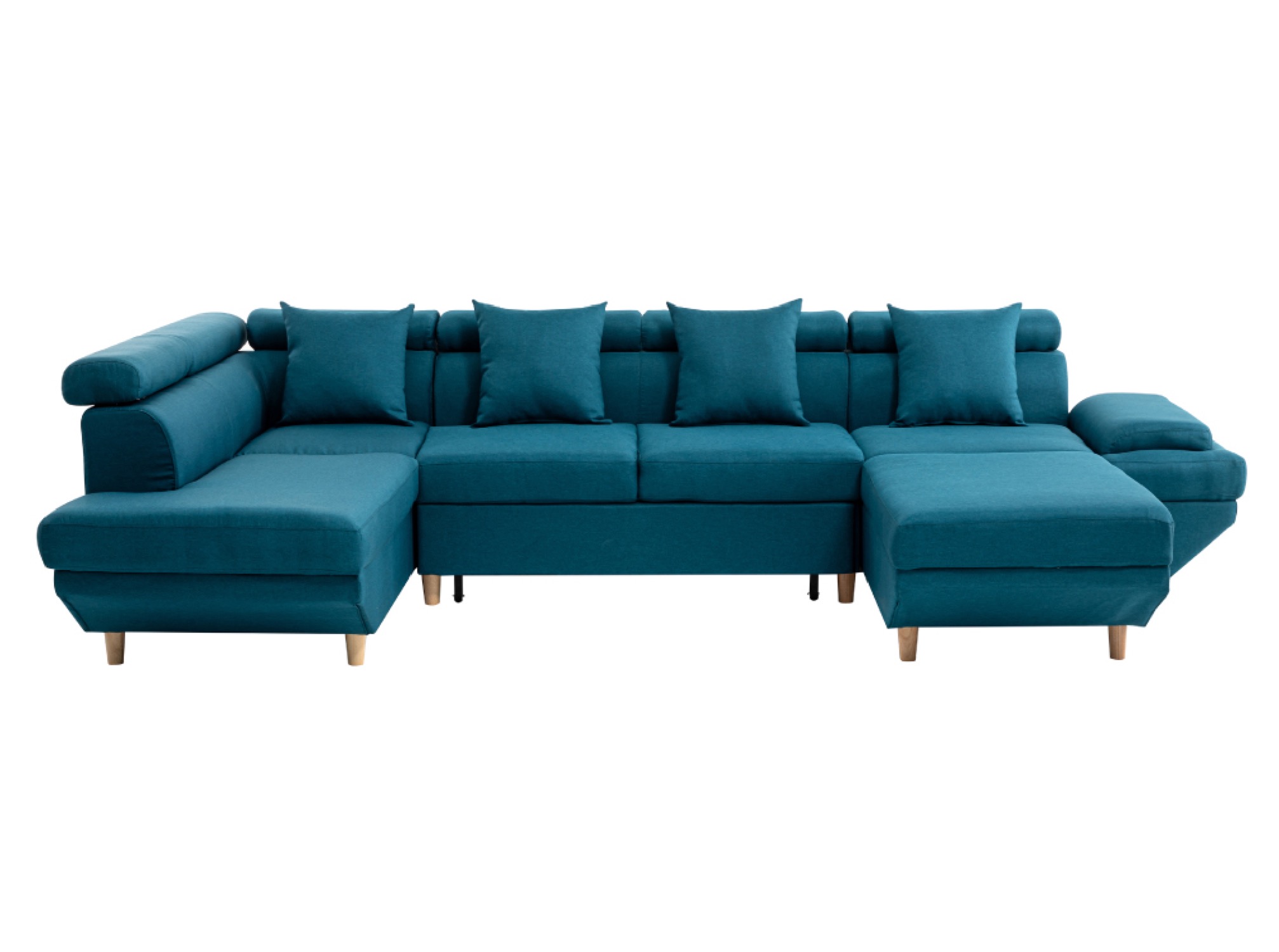 Canapé d'angle 6 places Bleu Tissu Design Confort Promotion