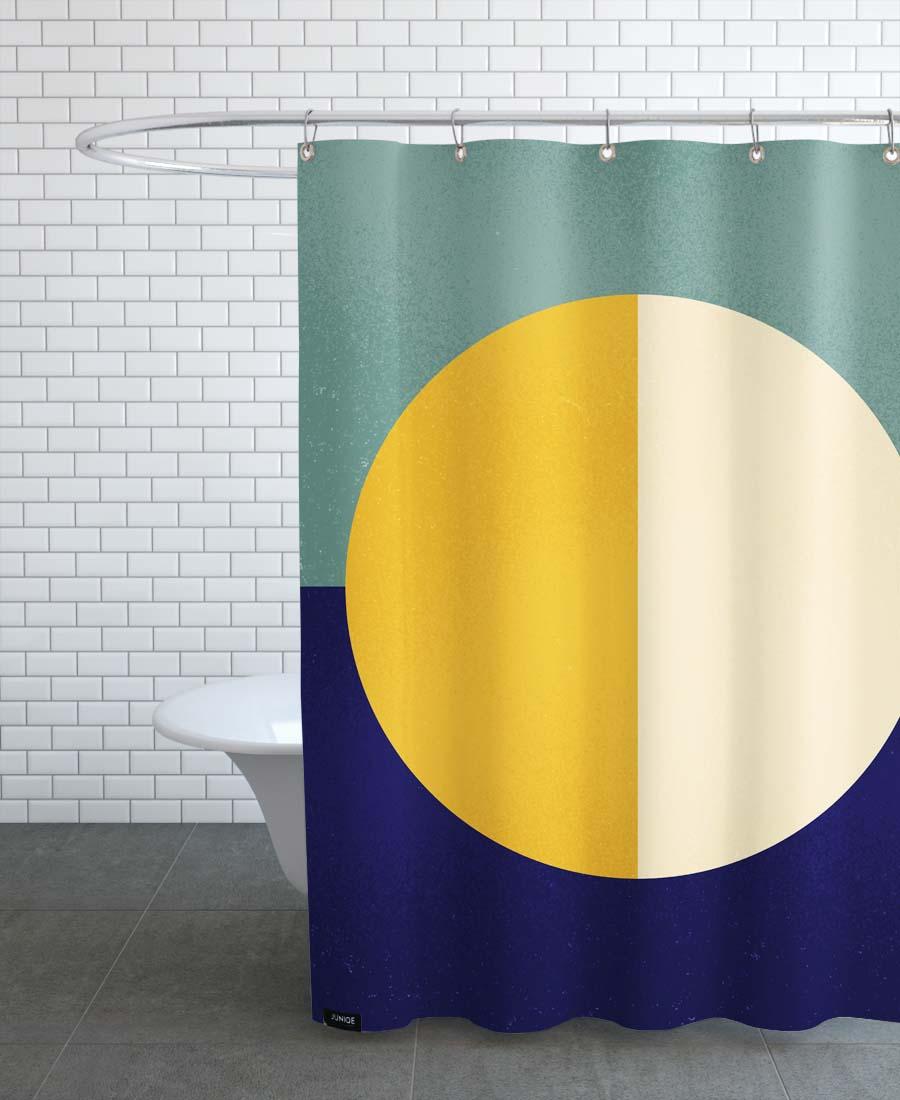 rideau de douche en polyester en bleu & jaune 150x200