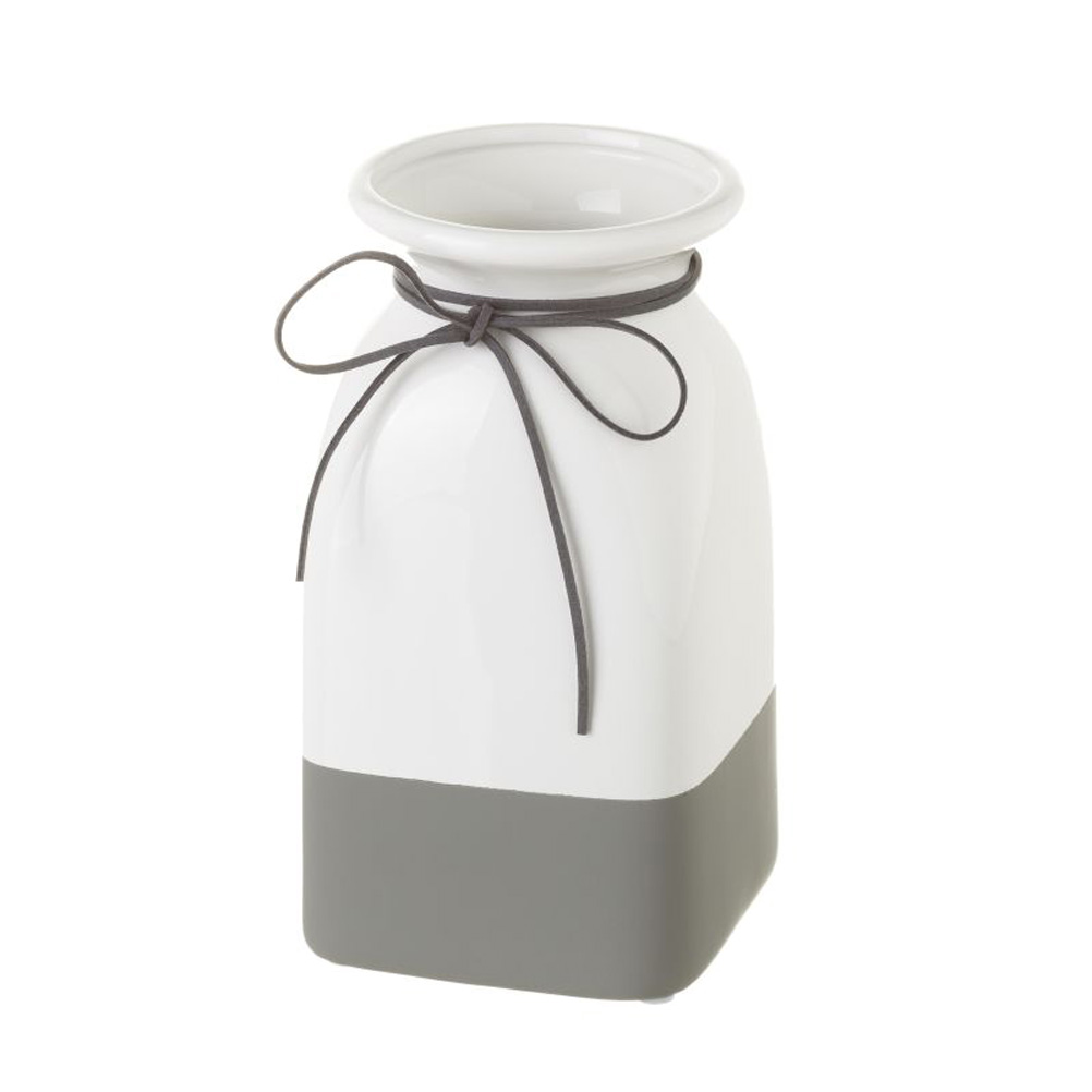 Vase blanc et gris H21cm (photo) Vase blanc et gris H21cm
