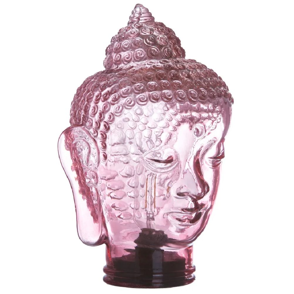 Lampe led à poser en verre rose Bouddha H30cm (photo) Lampe led à poser en verre rose Bouddha H30cm