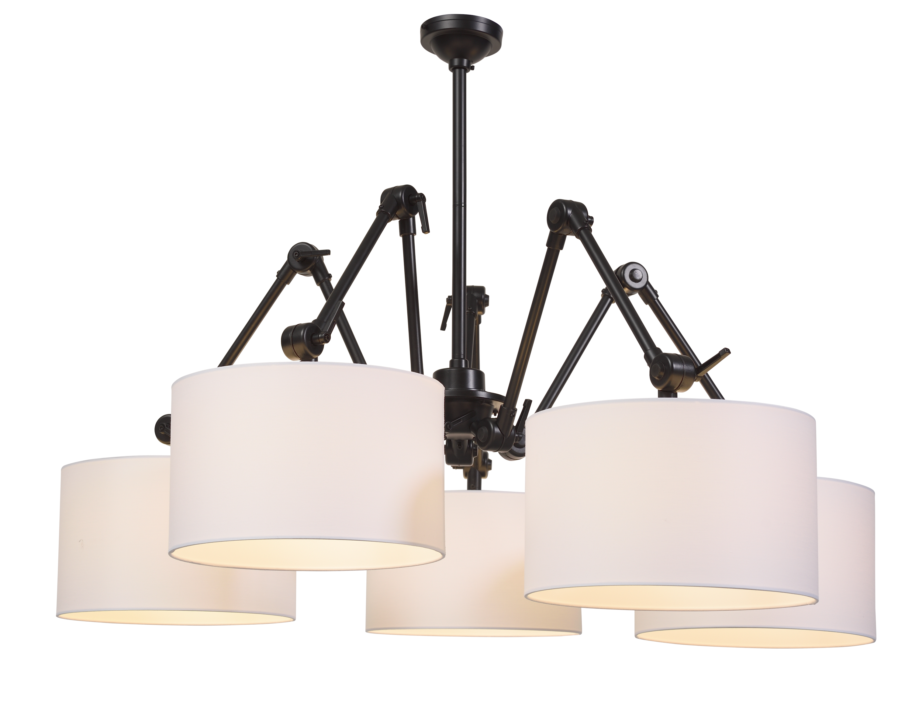 Suspension 5 bras abats-jour blancs (photo) Suspension 5 bras abats-jour blancs