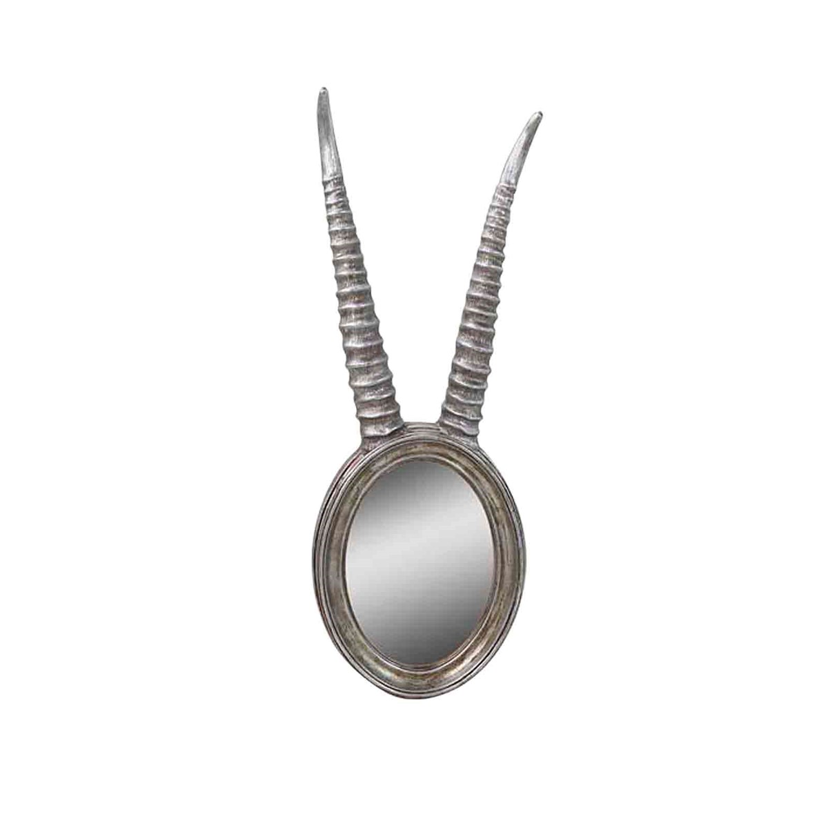 Miroir à cornes de gazelle en résine argent 17x48 (photo) Miroir à cornes de gazelle en résine argent 17x48