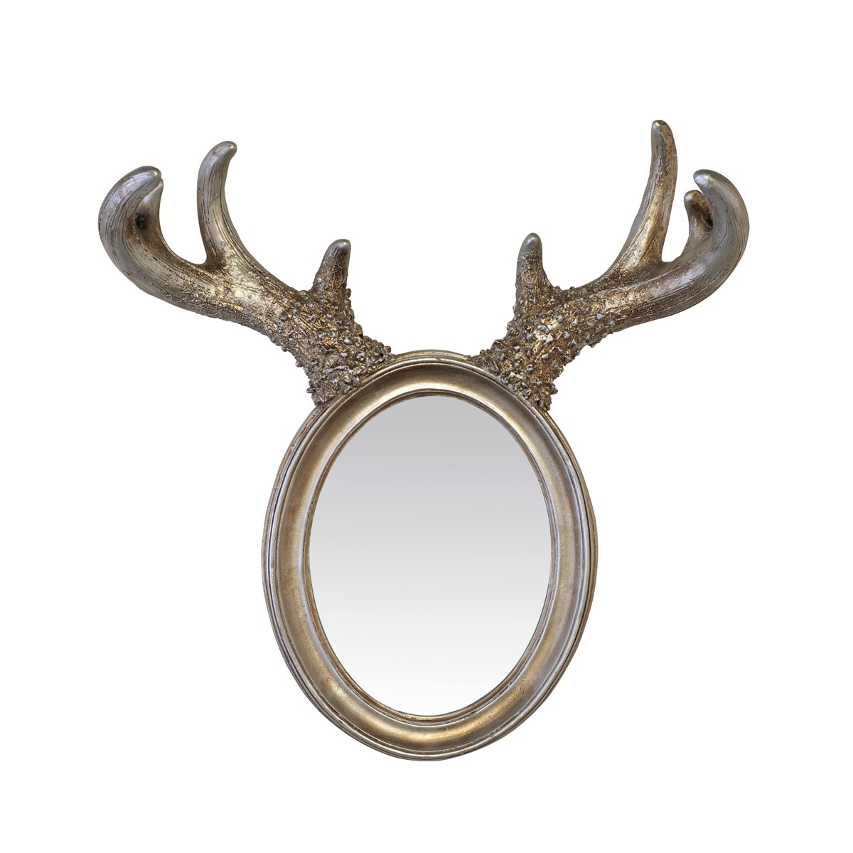 Miroir à cornes d'élan en résine argent (photo) Miroir à cornes d'élan en résine argent
