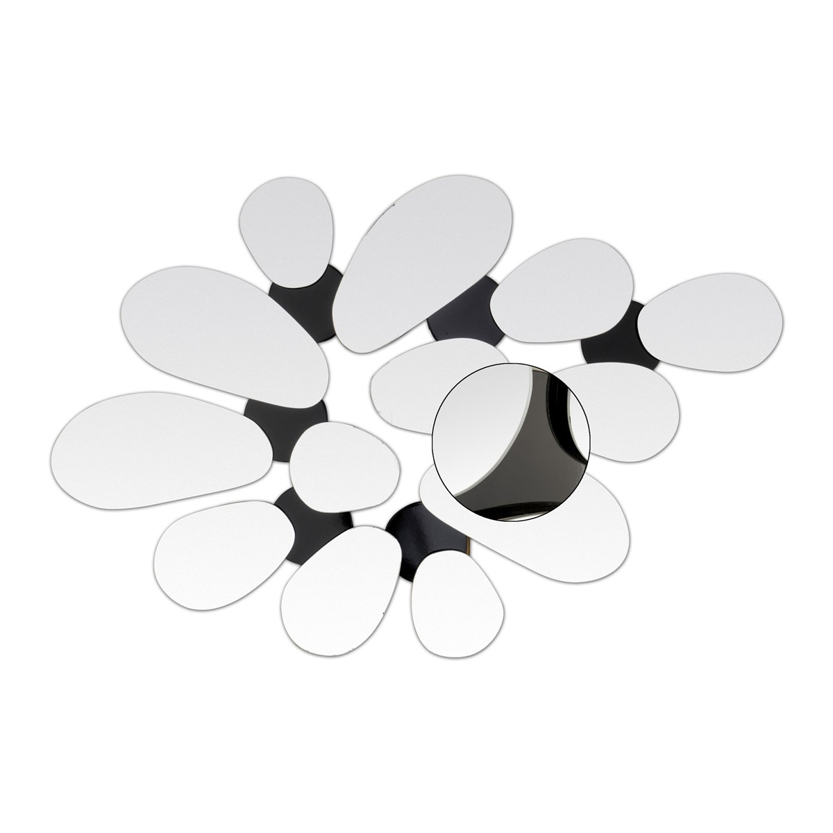 Miroir pétales fond noir laqué 95x63