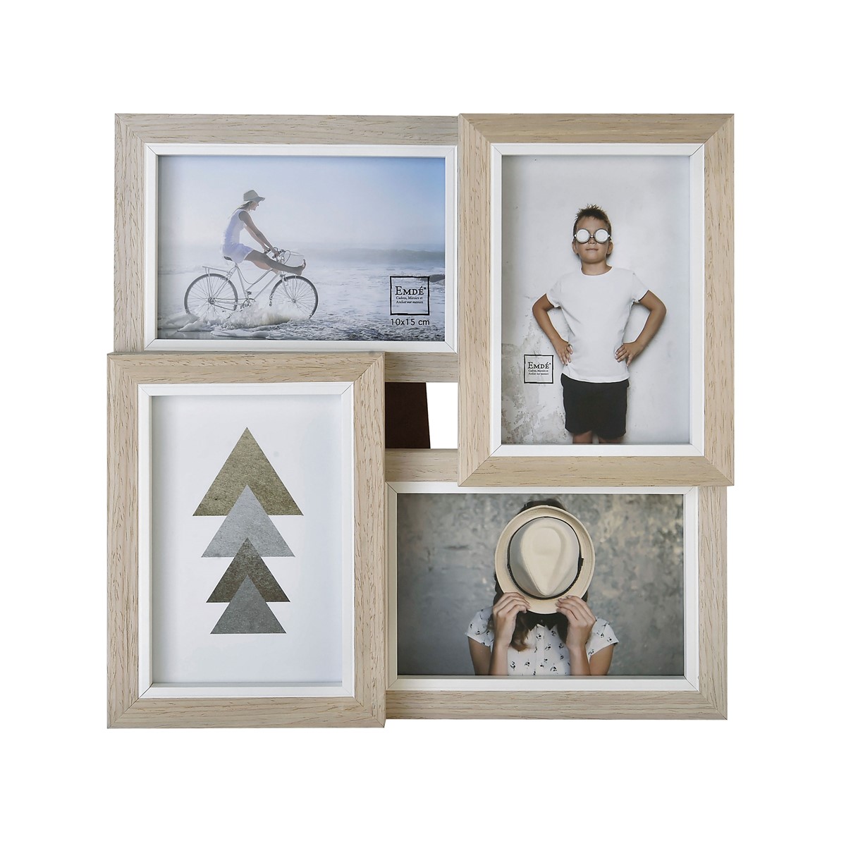 Cadre multivues liserés 4 photos en bois blanc 10x15 (photo) Cadre multivues liserés 4 photos en bois blanc 10x15