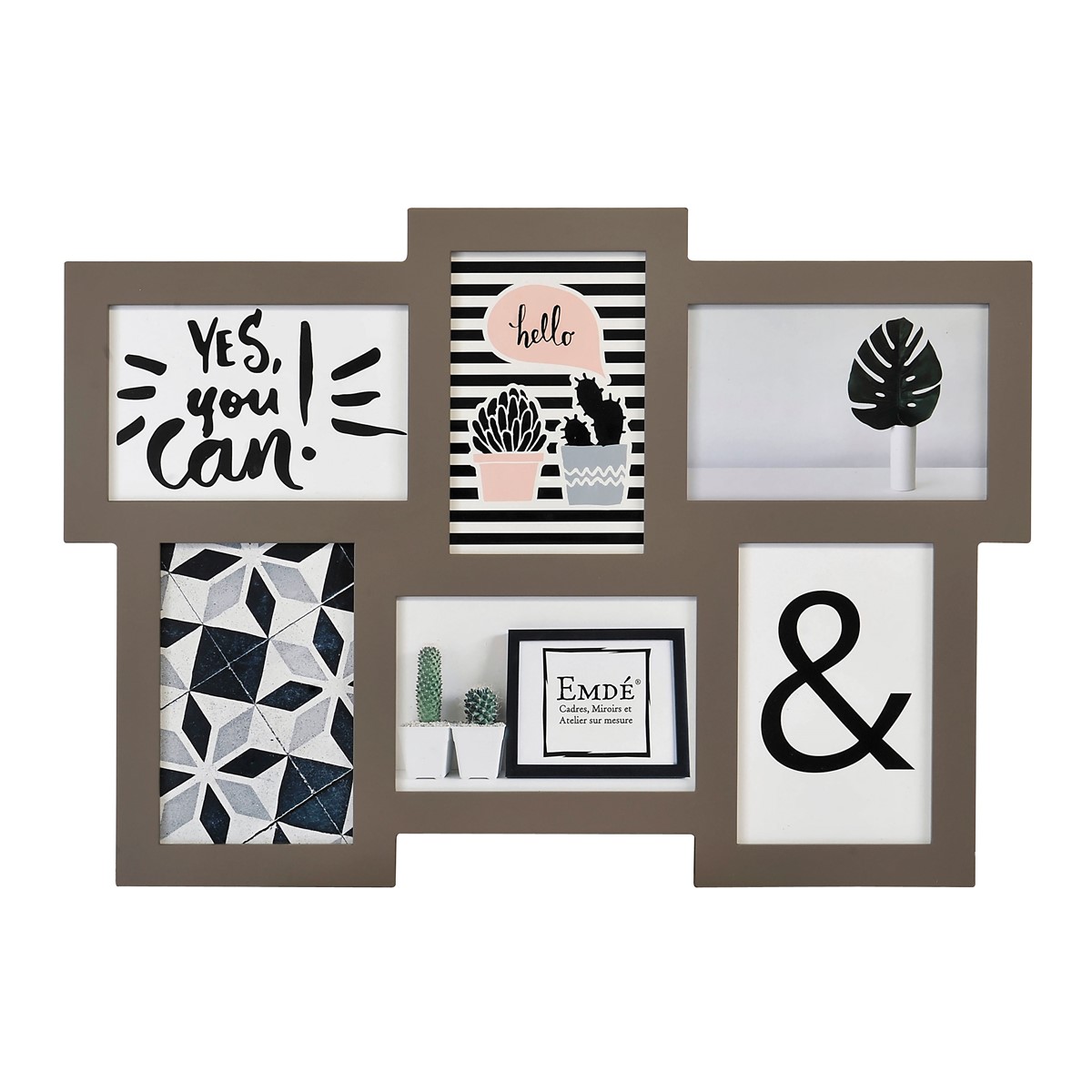 Cadre multivues plat 6 photos en bois taupe 15x10 (photo) Cadre multivues plat 6 photos en bois taupe 15x10