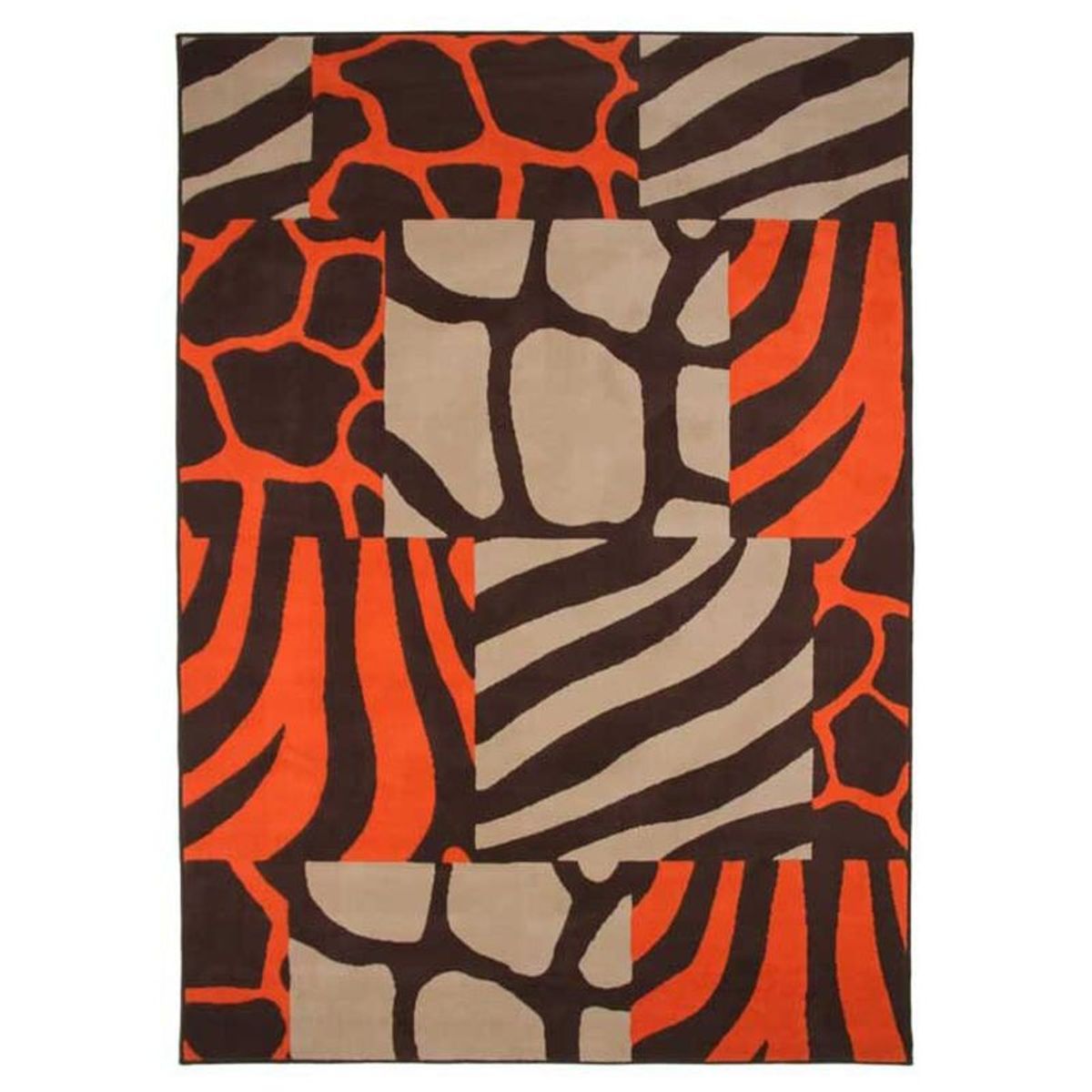 Tapis motif patchwork ethnique marron et orange 160x230 Tapis motif patchwork ethnique marron et orange 160x230