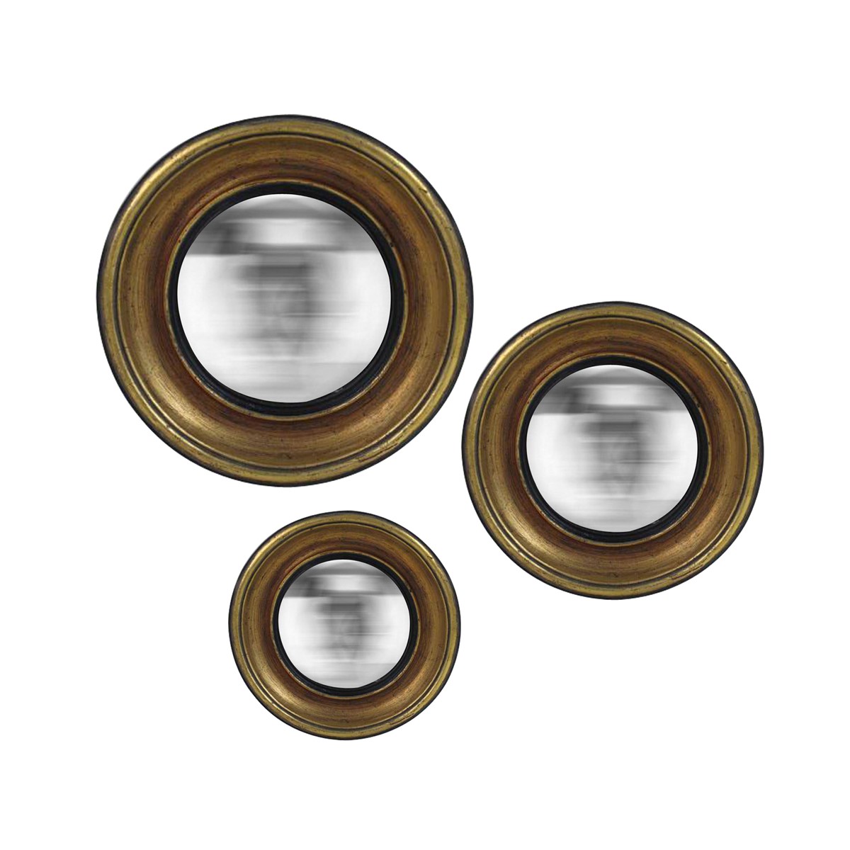 Lot de 3 miroirs convexes en résine dorée D16, 19 et 23 (photo) Lot de 3 miroirs convexes en résine dorée D16, 19 et 23