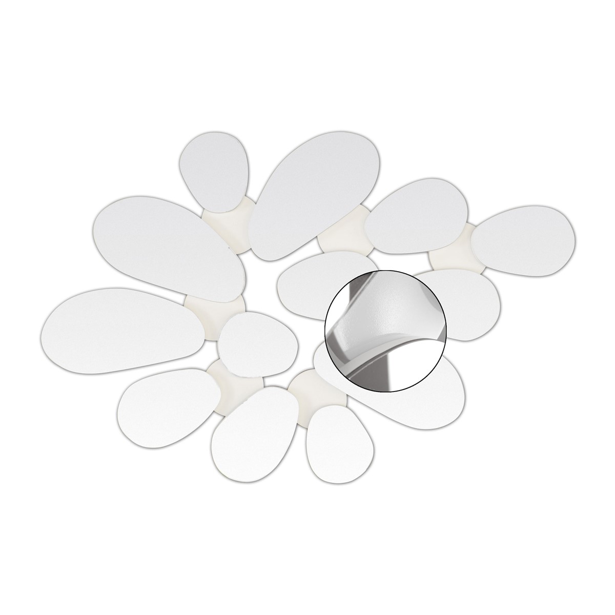 Miroir pétales fond blanc laqué en métal 95x63
