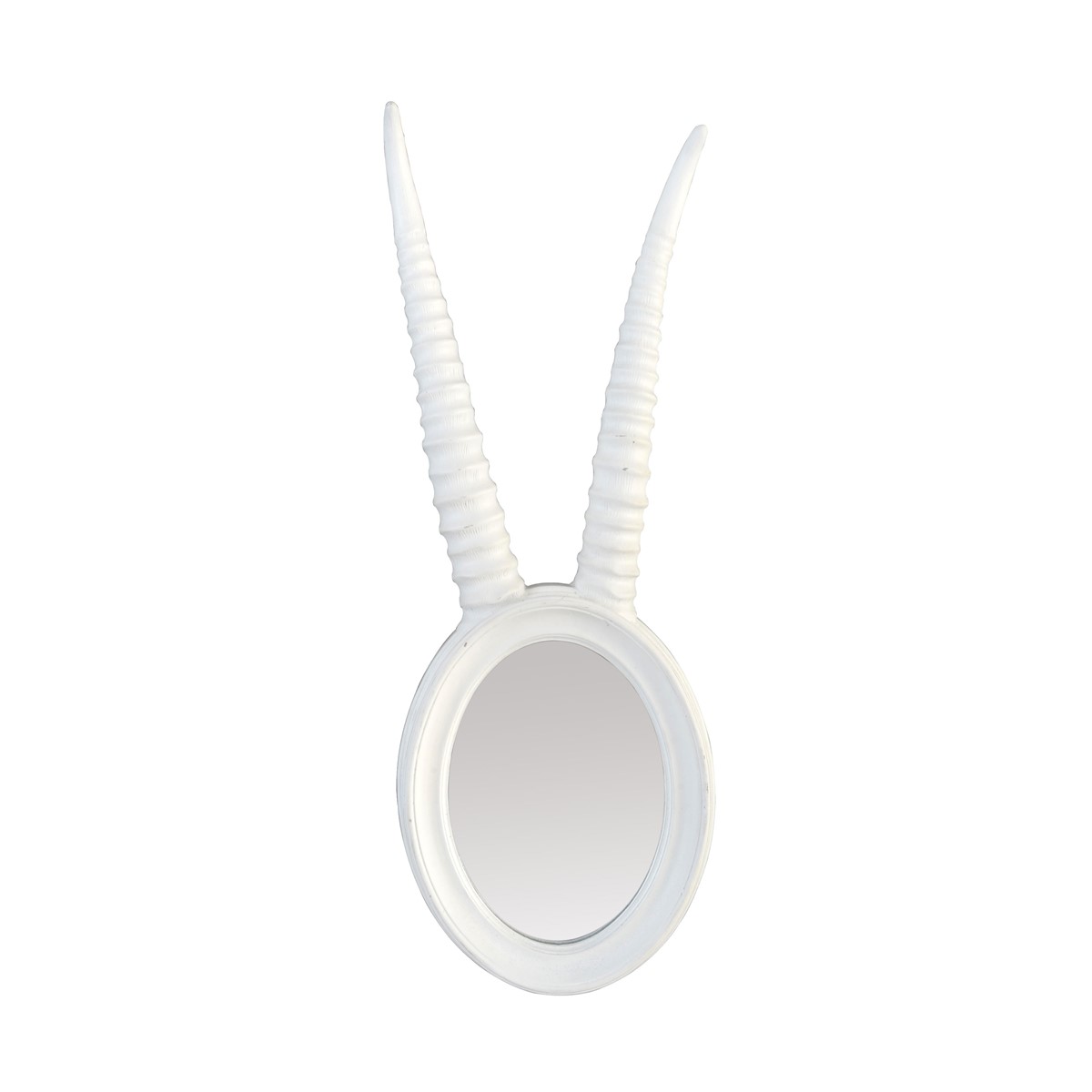 Miroir à cornes de gazelle en résine blanche 17x48 (photo) Miroir à cornes de gazelle en résine blanche 17x48