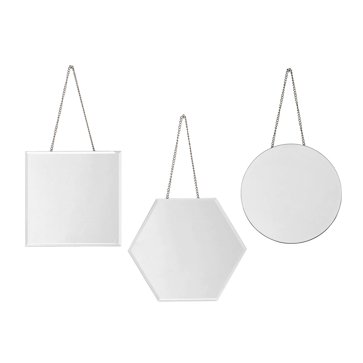 Lot de 3 miroirs découpés en verre transparent (photo) Lot de 3 miroirs découpés en verre transparent